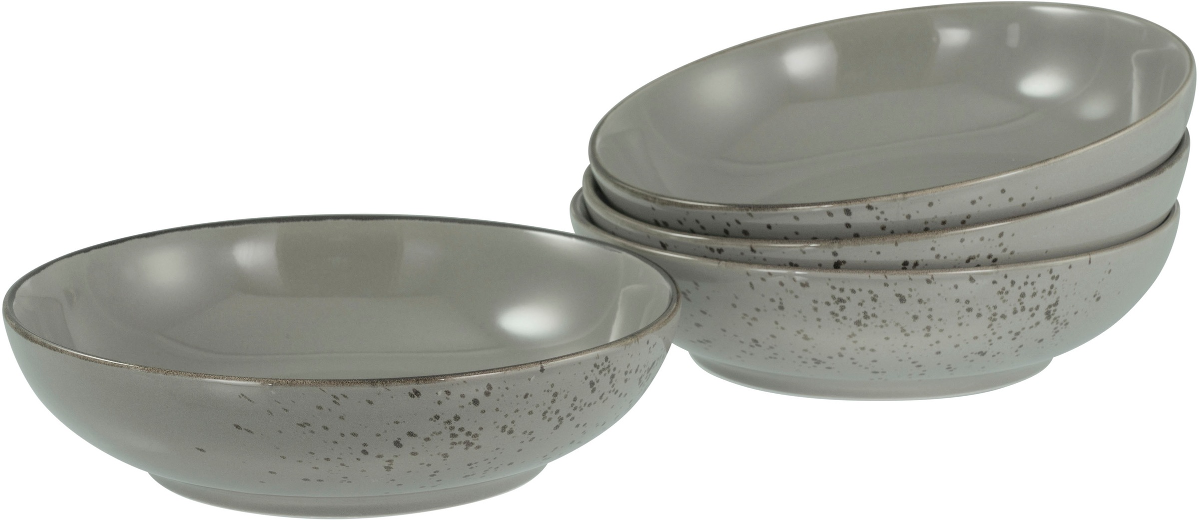 CreaTable Schale »Nature Collection, Poke Bowl, Ø 22,5 cm, 4-tlg« 4 Stk. aus Steinzeug Handwerklicher Look, Vintage, Höhe 6 cm