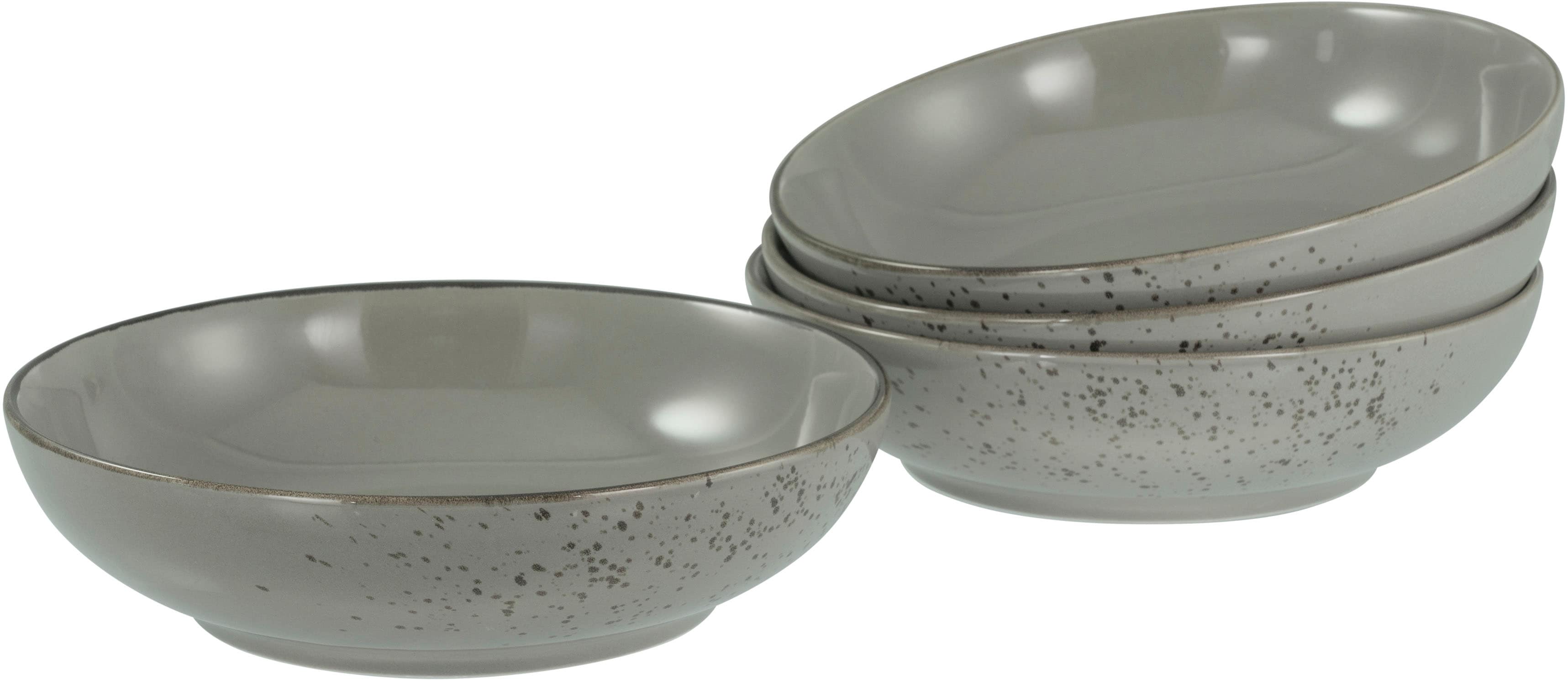 CREATABLE Schale "Nature Collection, Poke Bowl, Ø 22,5 cm, 4-tlg", Ø 22,5cm, grau, Schüsseln, Handwerklicher Look, Vintage, Höhe 6 cm