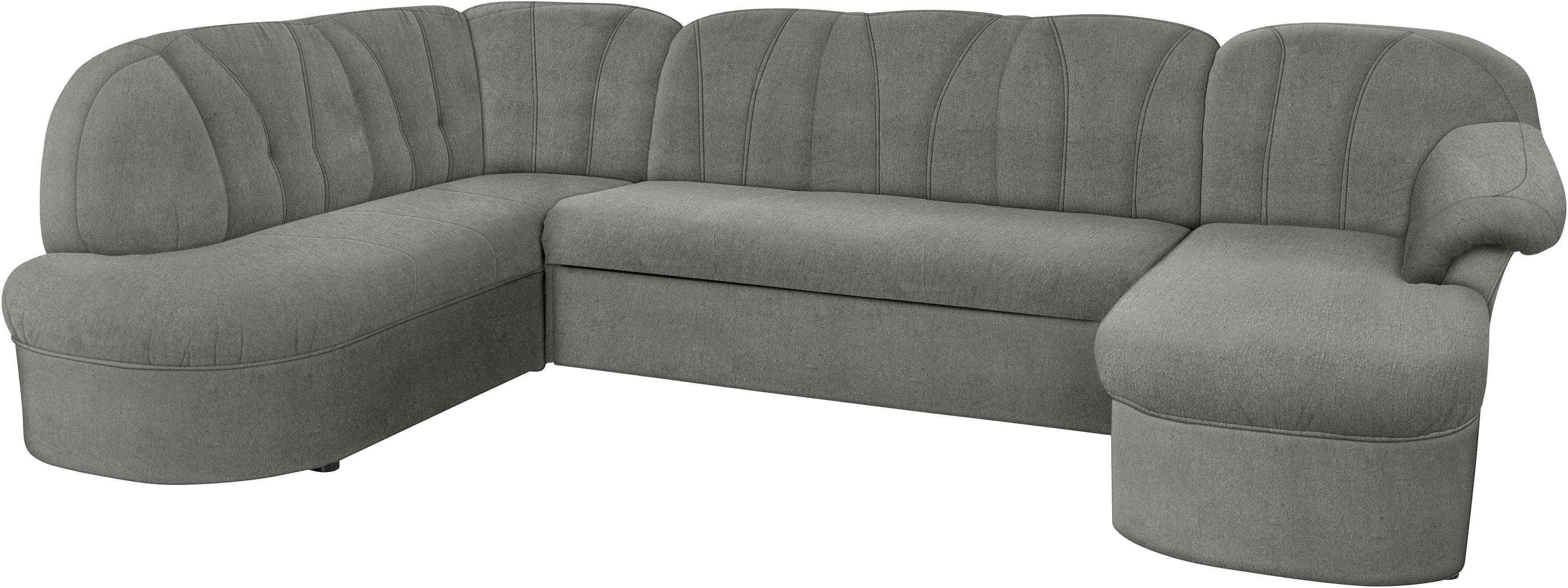 DOMO collection Wohnlandschaft "Pegnitz, zeitlos&modern, elegante Rückensteppung, Breite 292cm, U-Form" wahlweise mit Bettfunktion