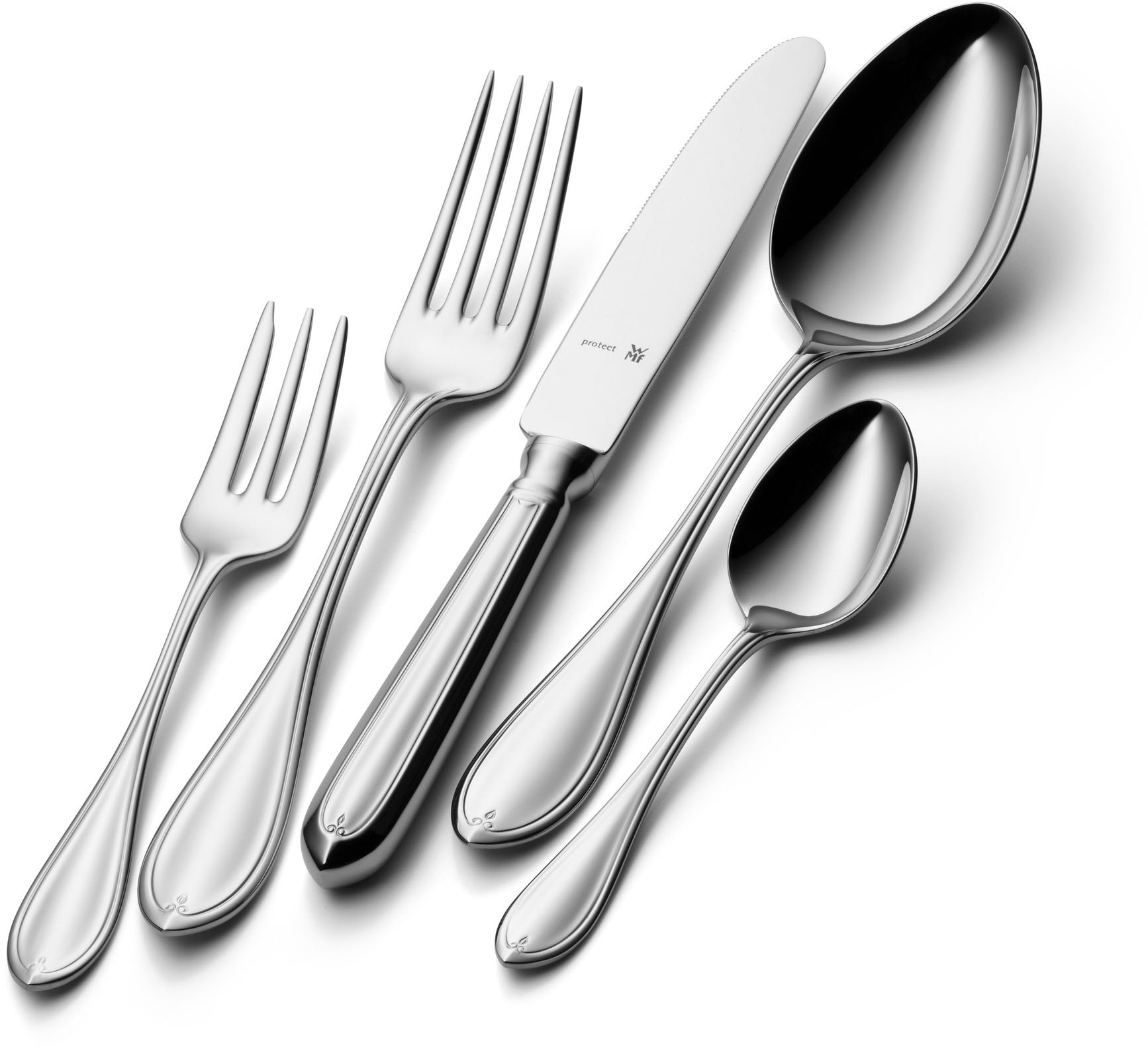 WMF Besteck-Set »Premiere in klassisch-eleganter Optik, ergonomisch, Wellenschliff« spülmaschinengeeignet, optimale Schärfe, hochwertiger Besteckkasten