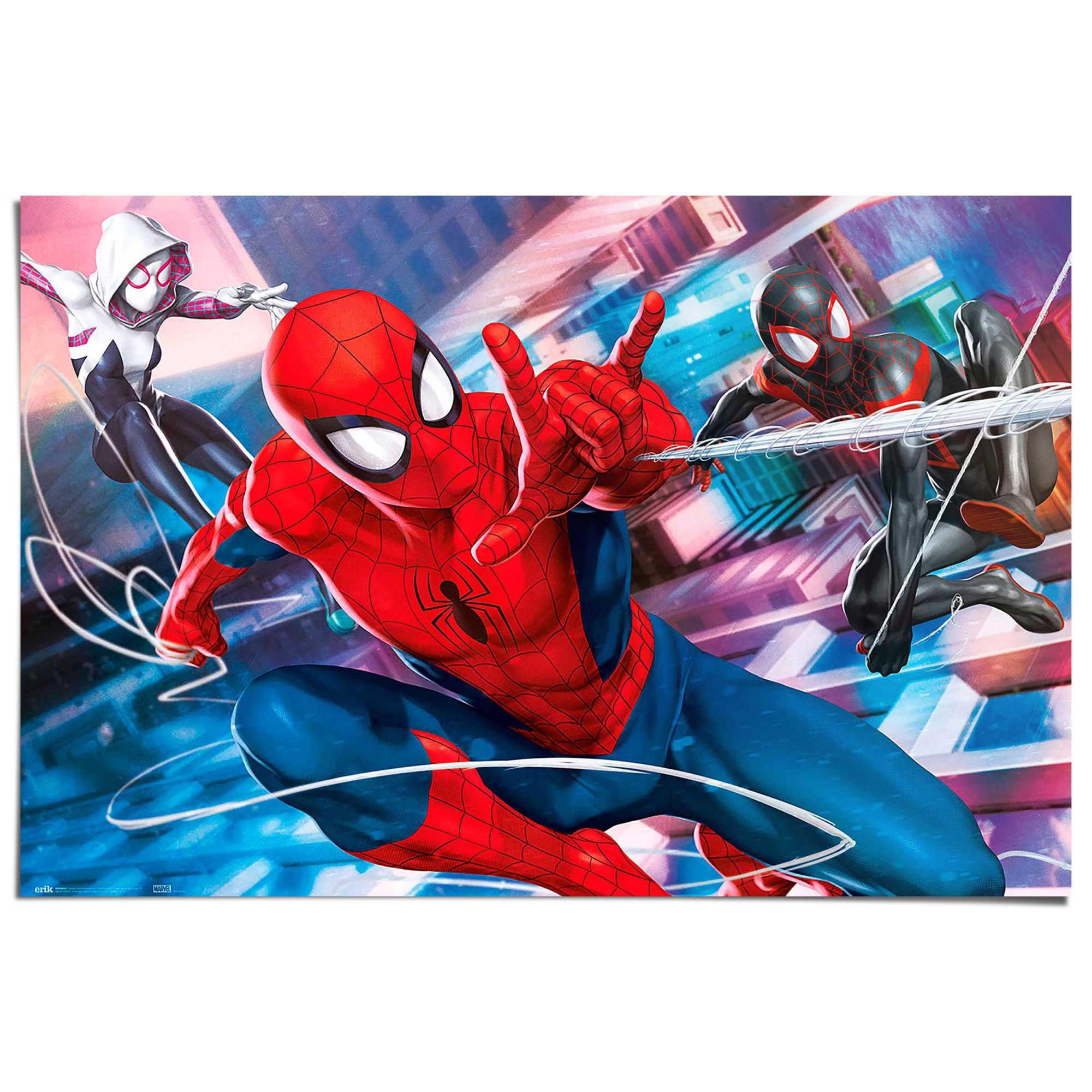 Reinders Poster "Marvel Spiderman - Peter, Miles & Gwen" Kinderzimmer - Blau - 150 gr. Papier - 91,5x61 cm