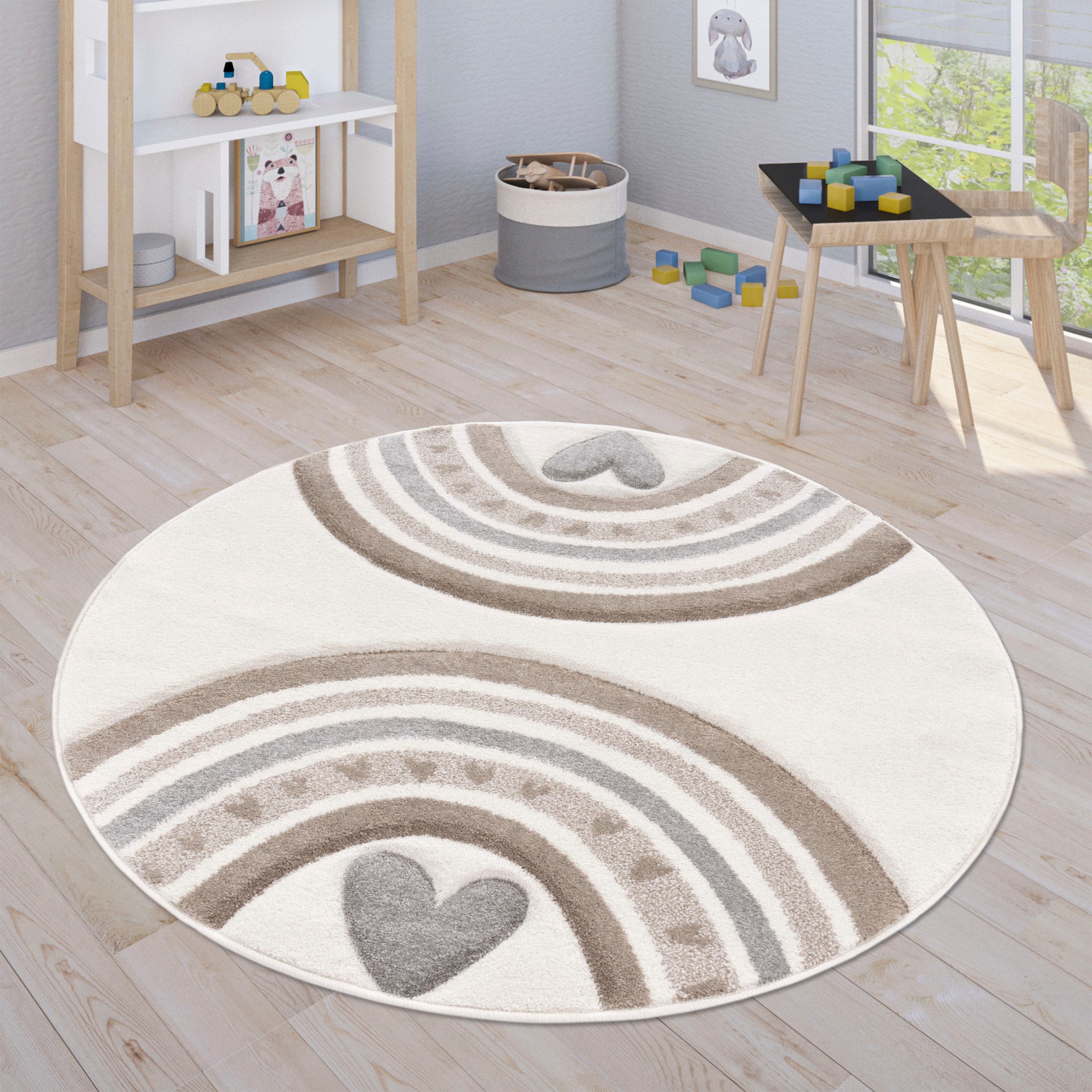 Paco Home Kinderteppich "Cosmos 351" rund 16 mm Höhe Kurzflor, Spielteppich günstig online kaufen