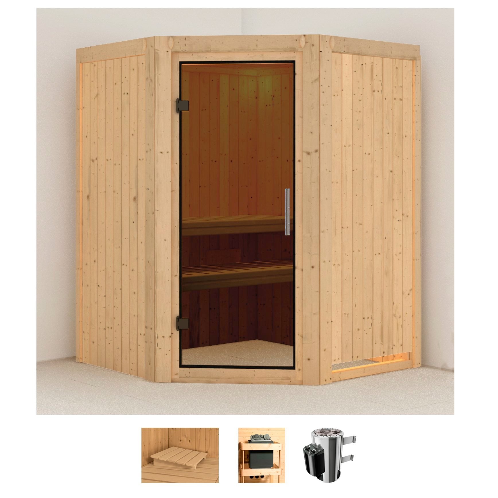 Karibu "Nanna" Set, Ofen 3,6 kW intgr. Strg