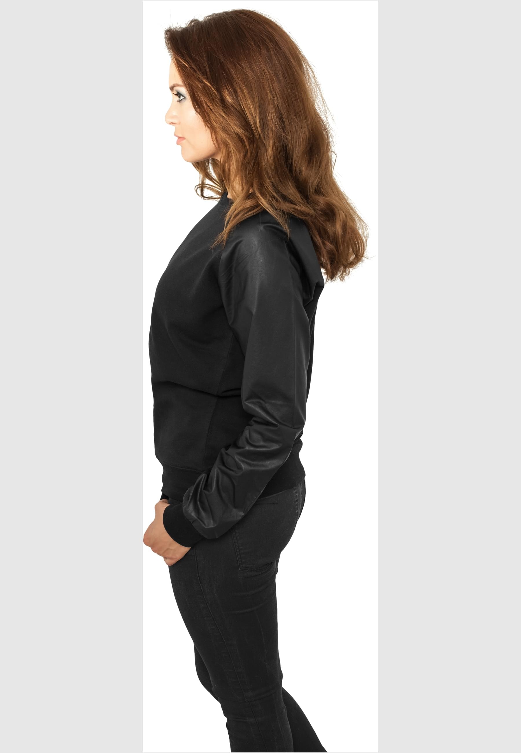 URBAN CLASSICS Sweatshirt »Urban Classics Damen Ladies Synthetic Leather Wideneck Crew«, (1 tlg.)
