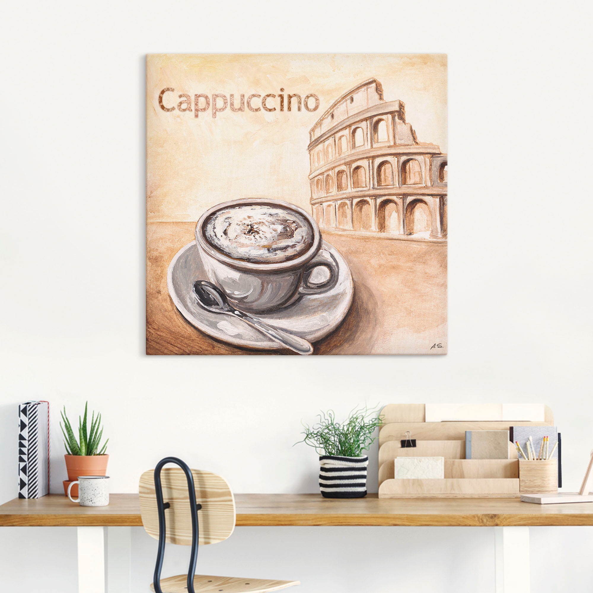 Artland Wandbild »Cappuccino in Rom«, Alubild, Bilder, oder (1 Leinwandbild, versch. als in | BAUR Wandaufkleber Poster Größen Kaffee St.), bestellen