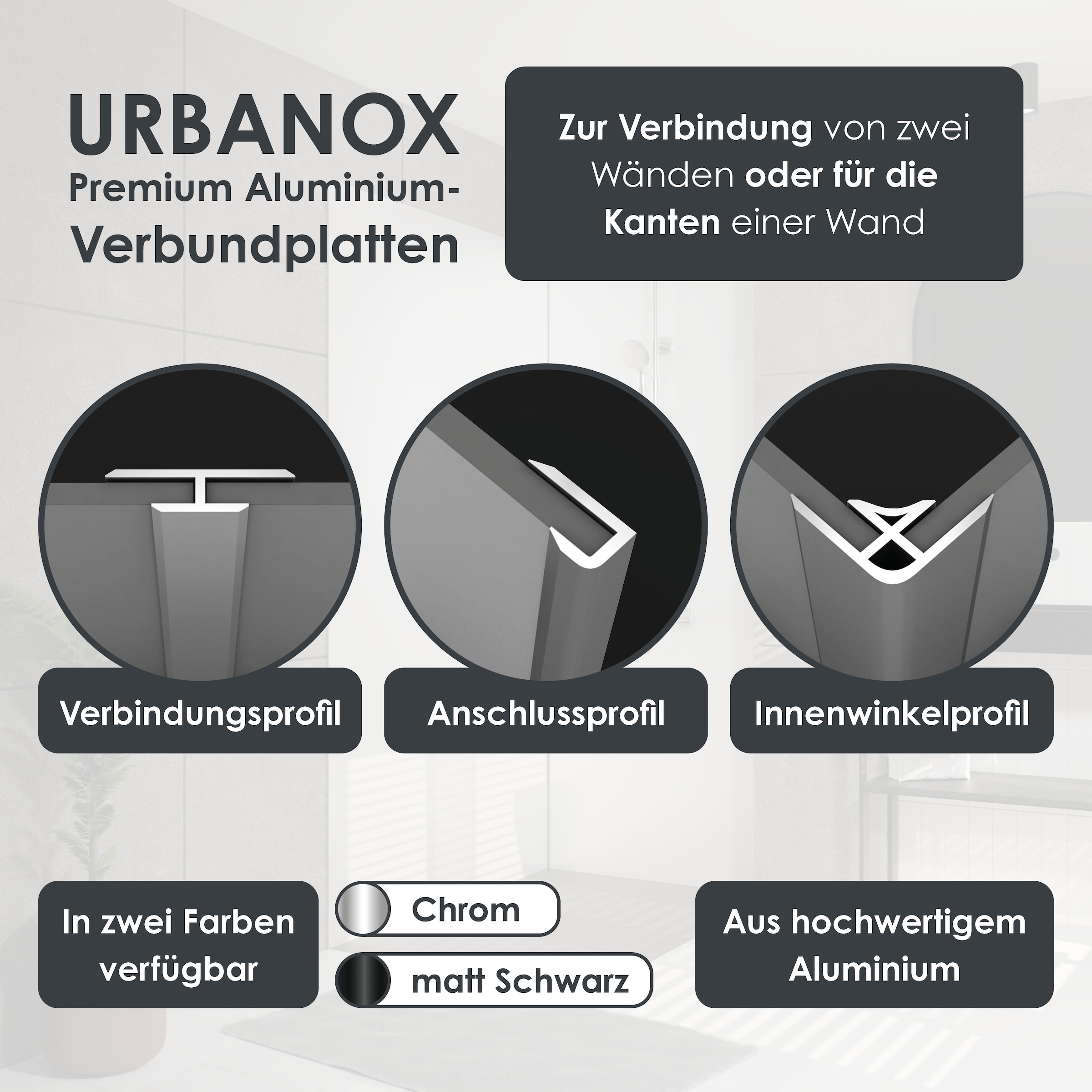 Marwell Duschrückwand »Urbanox«, (Set, 2 tlg.), Set bestehend aus: 1 Paneel 90 x 210 cm, 1 Paneel 120 x 210 cm