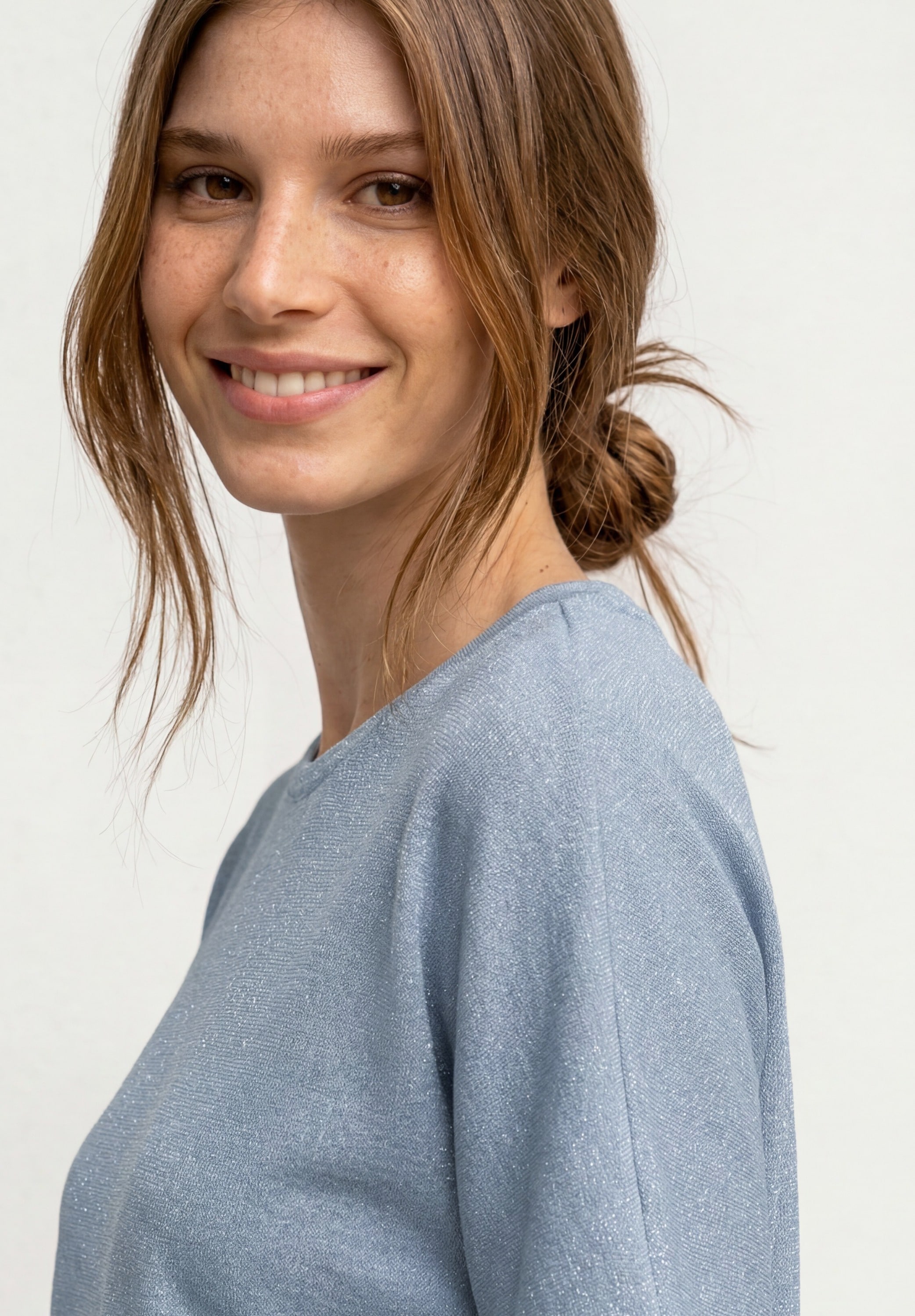STREET ONE Kurzarmshirt Sommershirt mit Rundhals und Glitzerdetails