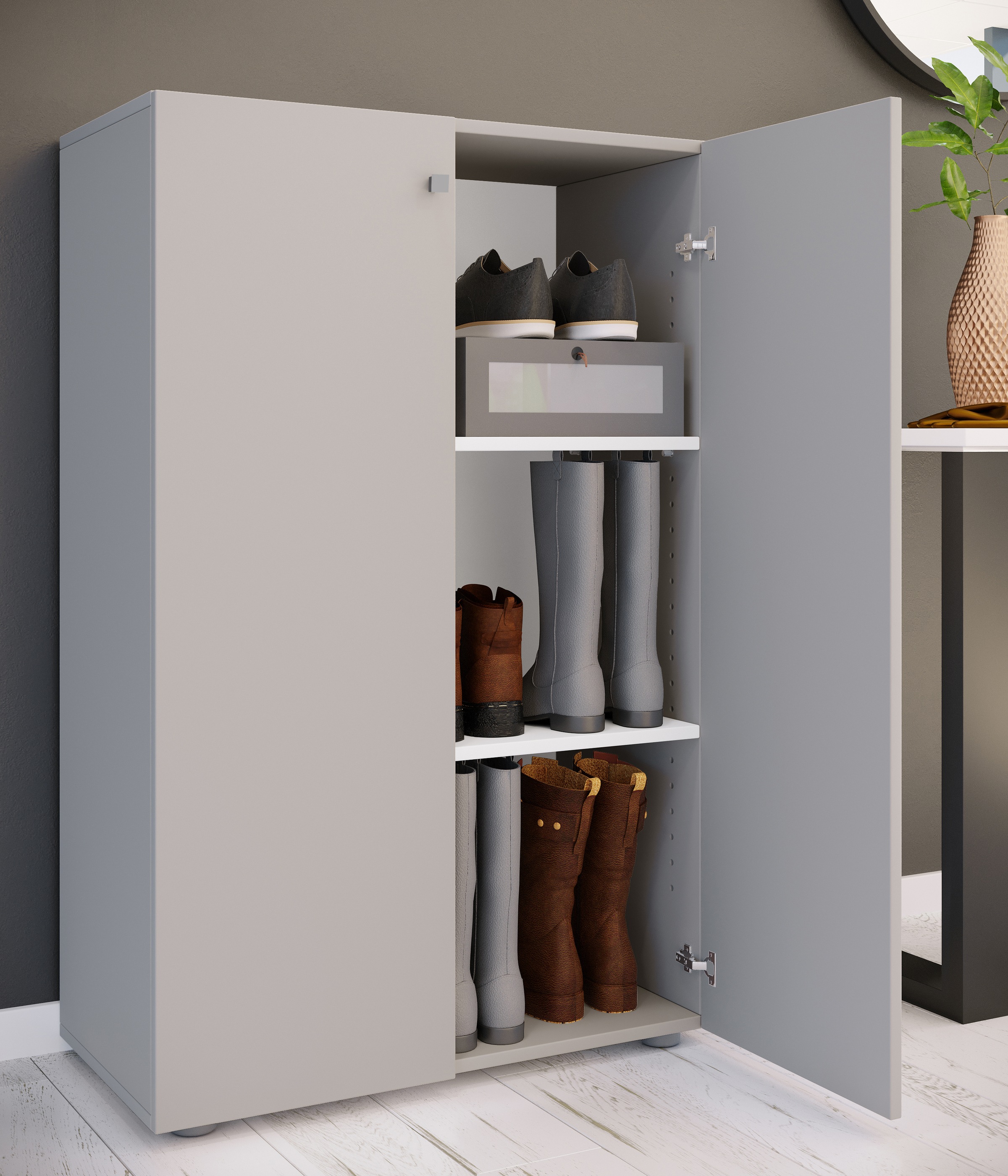 VCM Schuhschrank »VCM XL Holz Großer Schuhschrank Schuhregal Groß Stiefel Dielenmöbel Lona 3 Fächer«, (1 St.)
