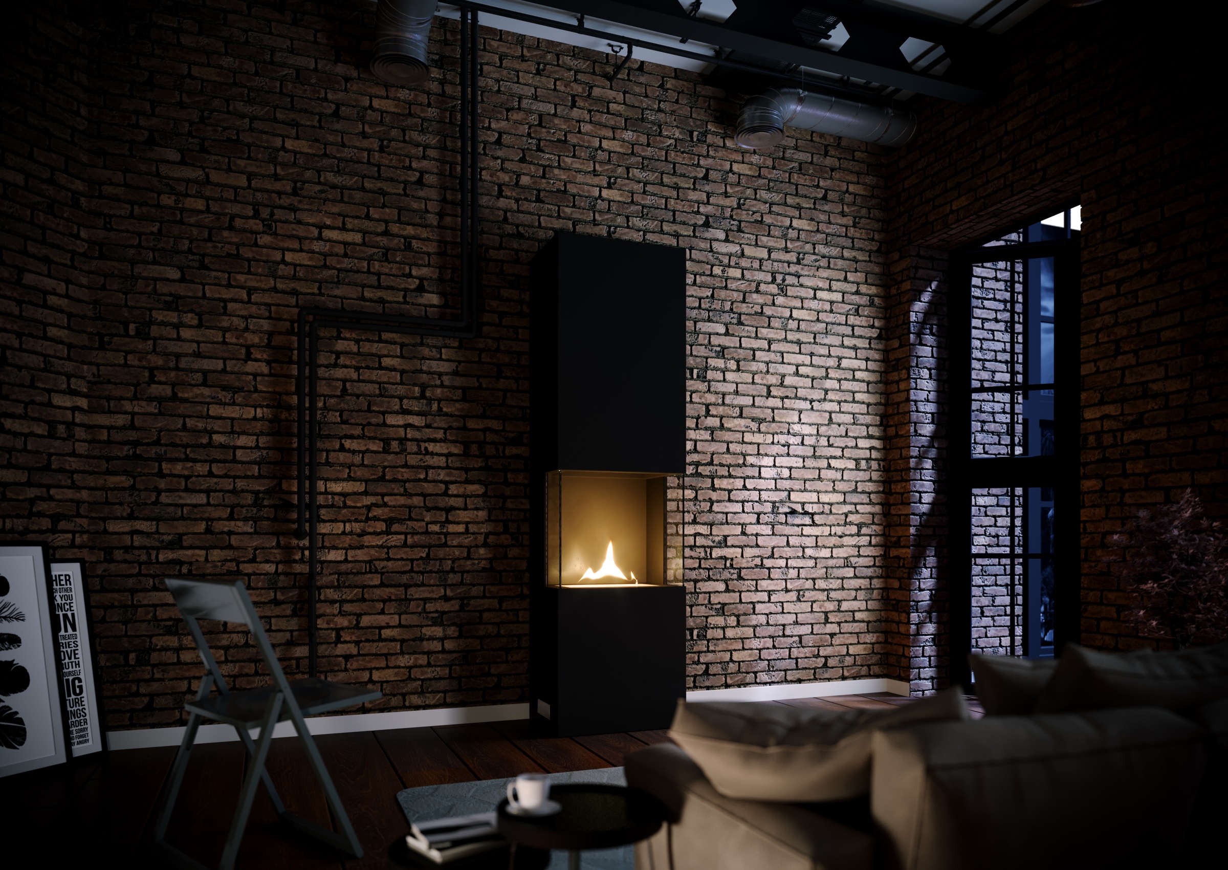 Tenderflame Ambientekamin 'Indie 180' schwarz 50 x 170 x 34 cm 1 l, 2 kW
