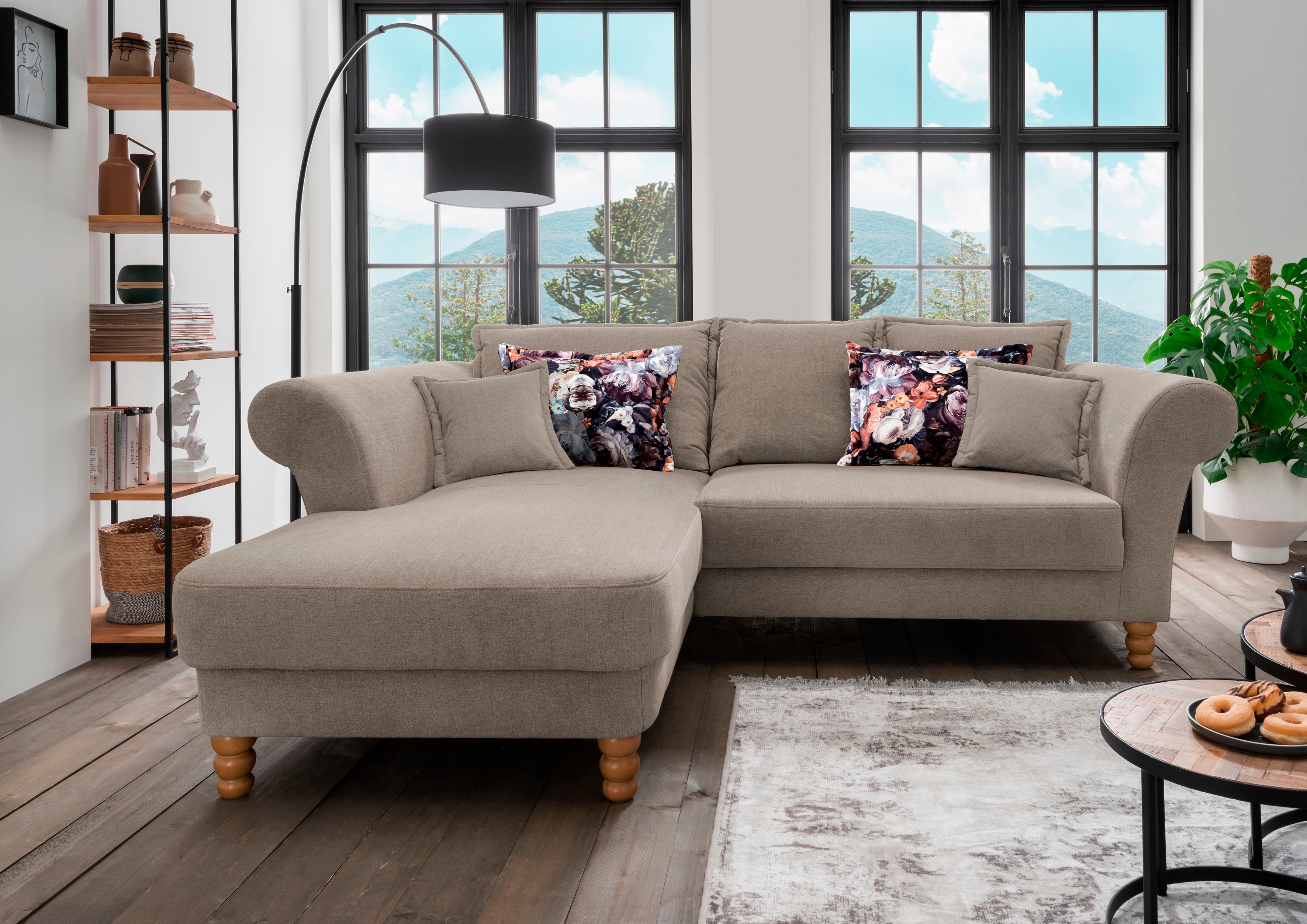 Home affaire Ecksofa "Tassilo Mega Polsterecke mit Kaltschaum im Sitz, bequem, L-Form" hoher Sitzkomfort, Breite 262cm, Komfortsitzhöhe 48cm, zeitlos elegant