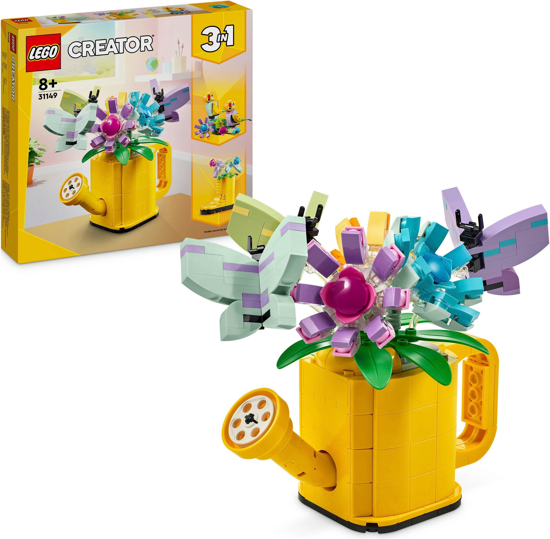 Konstruktionsspielsteine »Gießkanne mit Blumen (31149), LEGO Creator 3in1«, (420 St.),...