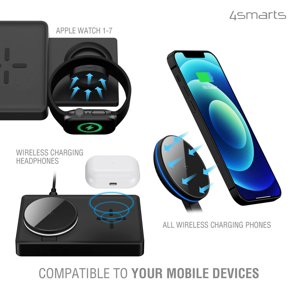 4smarts Ladestation »Wireless Charger UltiMag Trident 20W MagSafe«