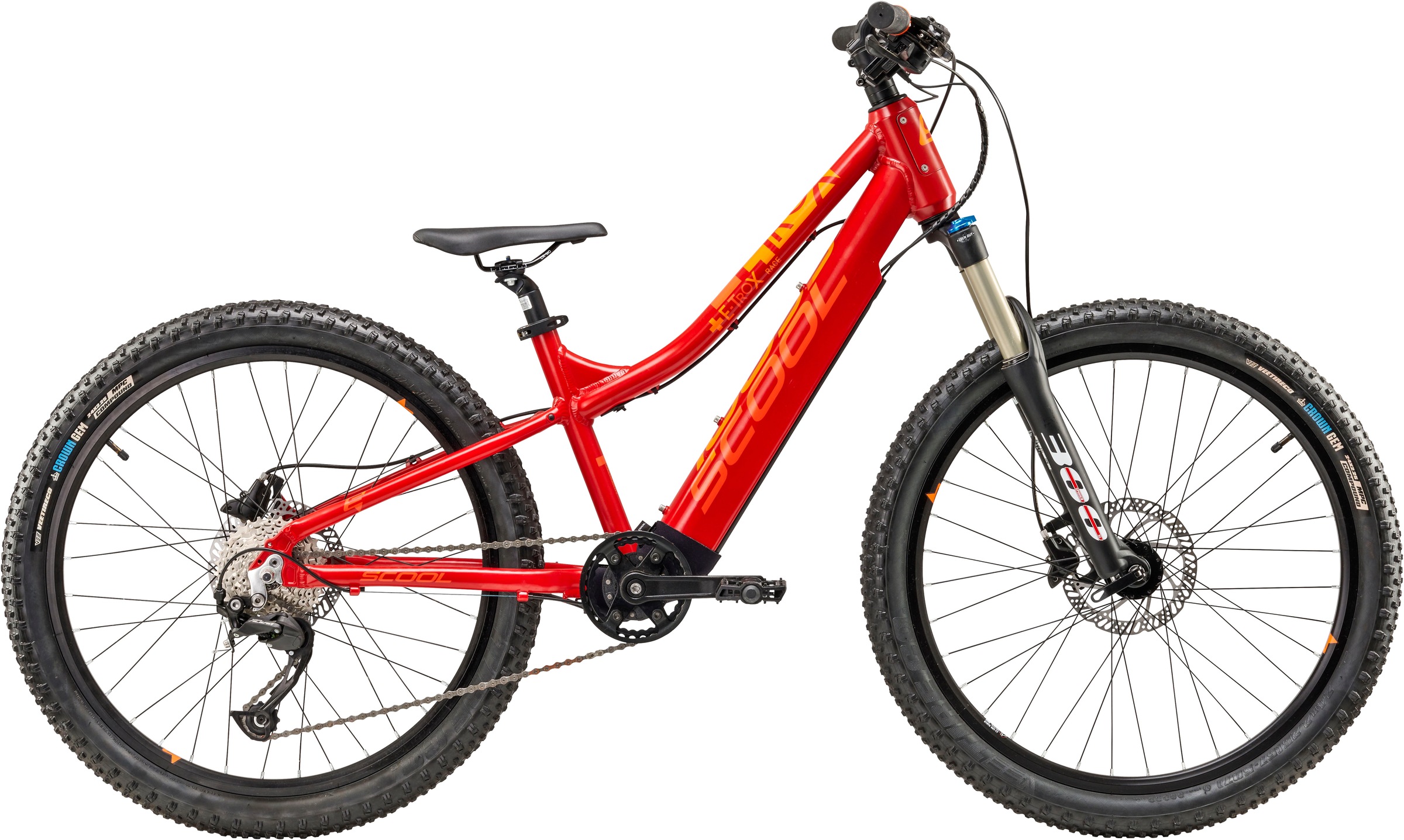 S’COOL E-Bike "S'COOL e-troX race 24-9S Alivio - Red/Orange", 32cm, 24 Zoll (60,96cm)rot, orange, schwarz, Elektrofahrräder, Bafang RM G370.250.DC