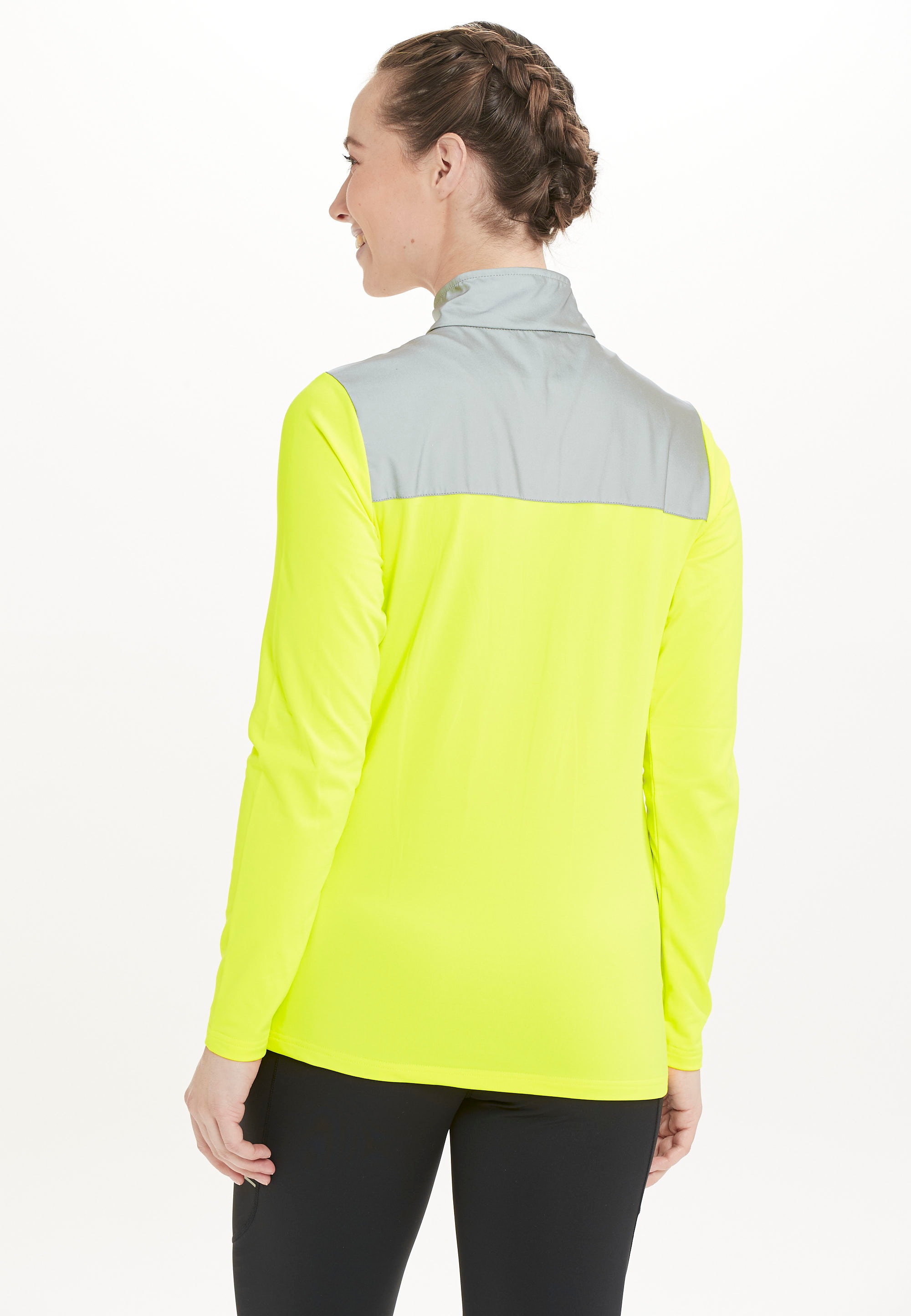 Funktionsshirt ENDURANCE "Tusina", Damen, Gr. 40, gelb (neongelb), 90% Polyester, 10% Elasthan, mehrfarbig, normal, hoch geschlossener Ausschnitt, Shirts Funktionsshirt, mit starken Ultra-Reflektoren 3