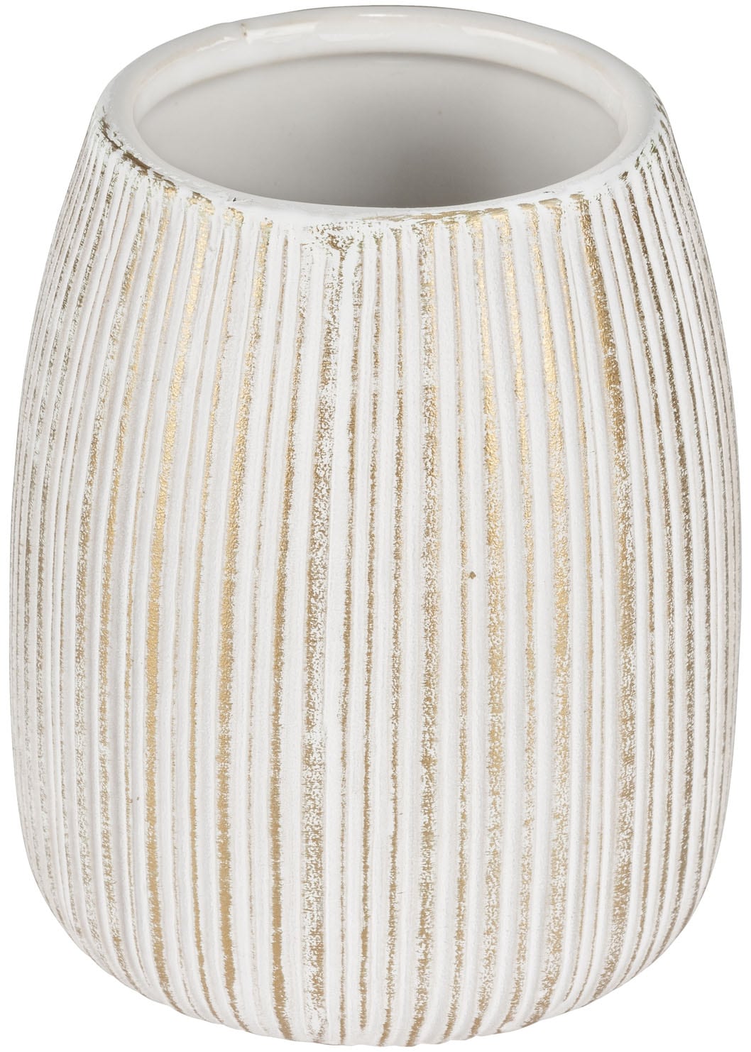 WENKO Badaccessoire-Set »Pascoli« Seifenspender und Zahnputzbecher, Keramik mit Streifenmuster