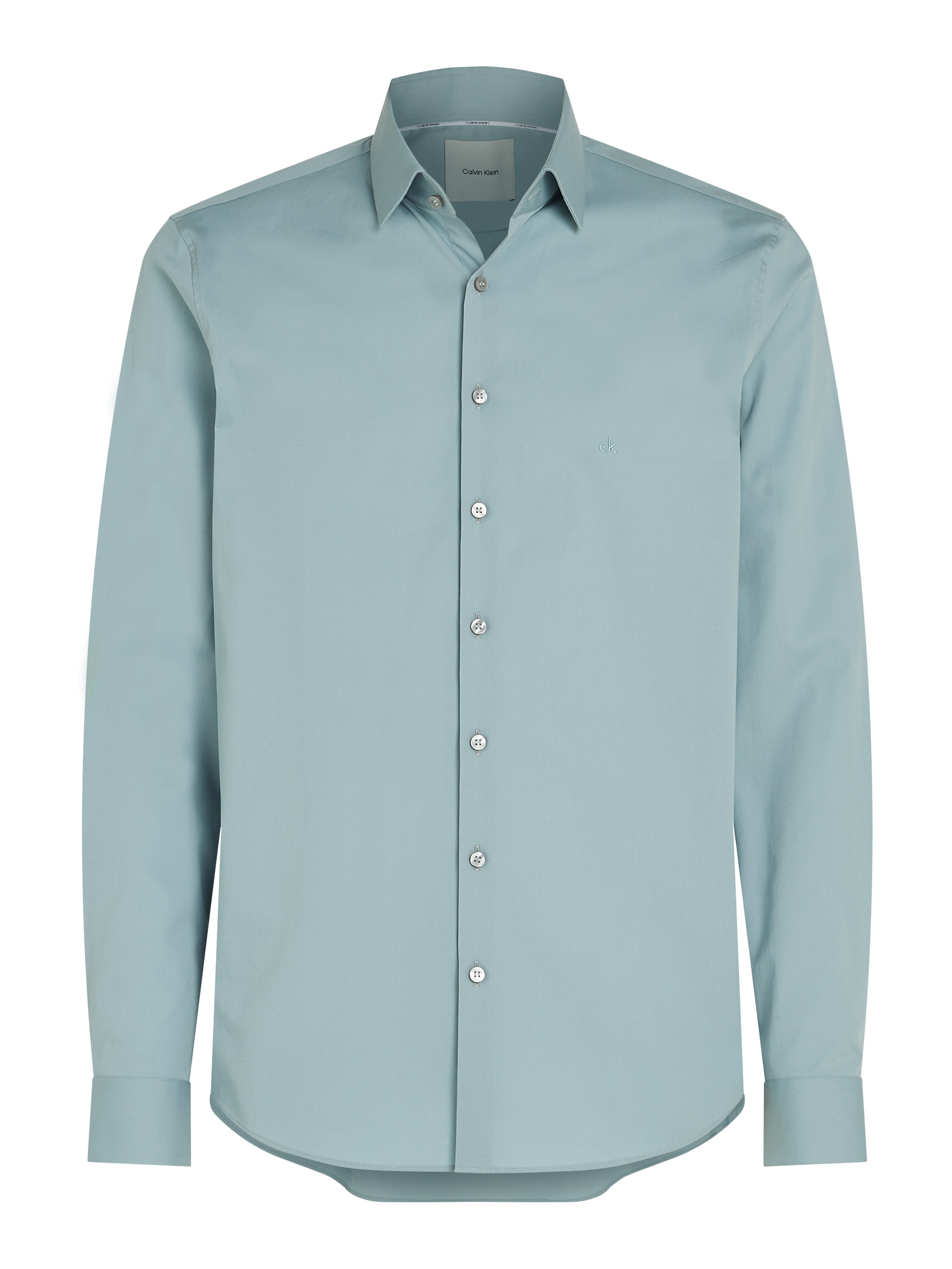 Calvin Klein Businesshemd »POPLIN STRETCH SLIM SHIRT« mit Kentkragen, Logoprint auf Brusthöhe