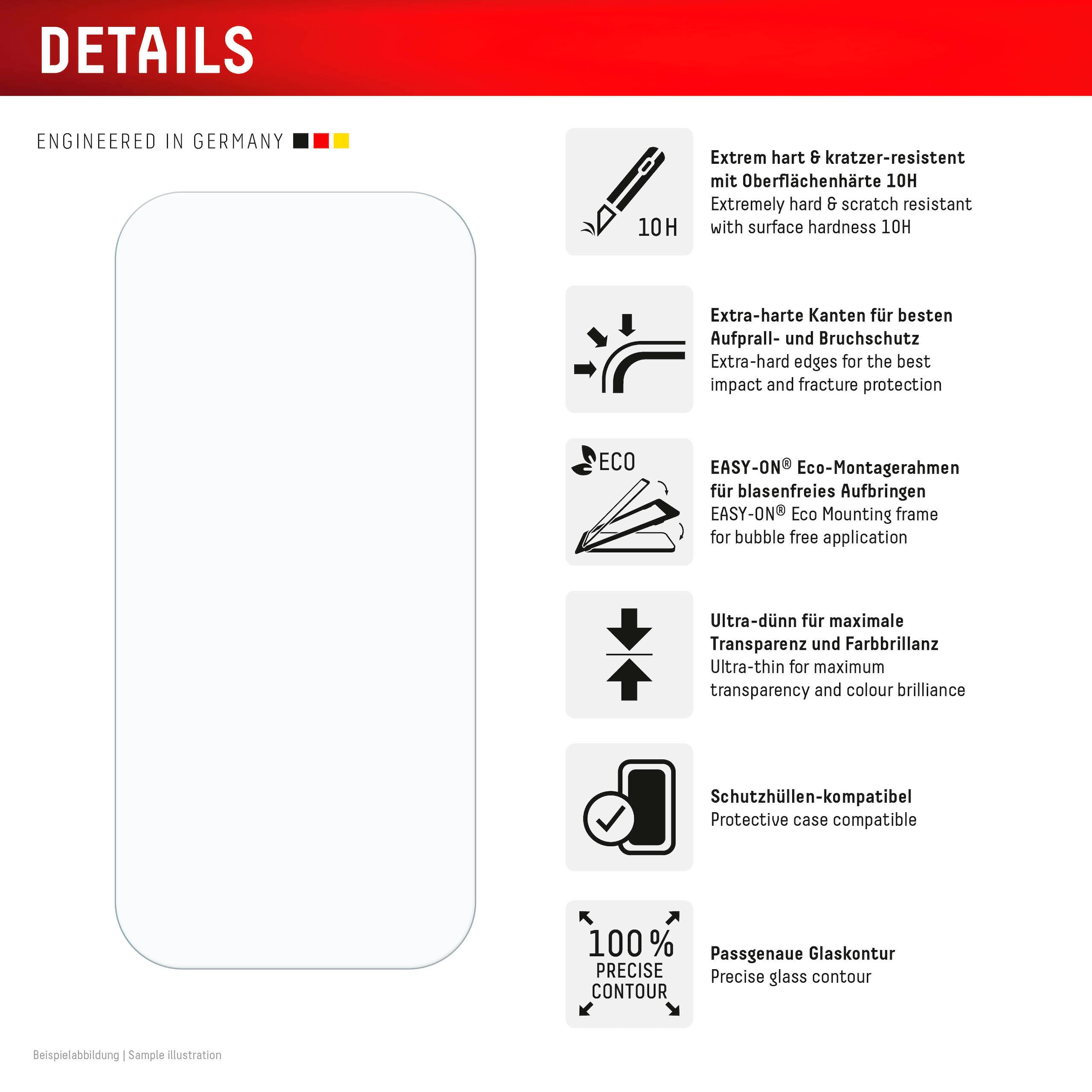 Displex Displayschutzglas »Real Glass«, für Samsung Galaxy S24-Samsung Galaxy S25, Displayschutzfolie Displayschutz kratzer-resistent 10H splitterfest