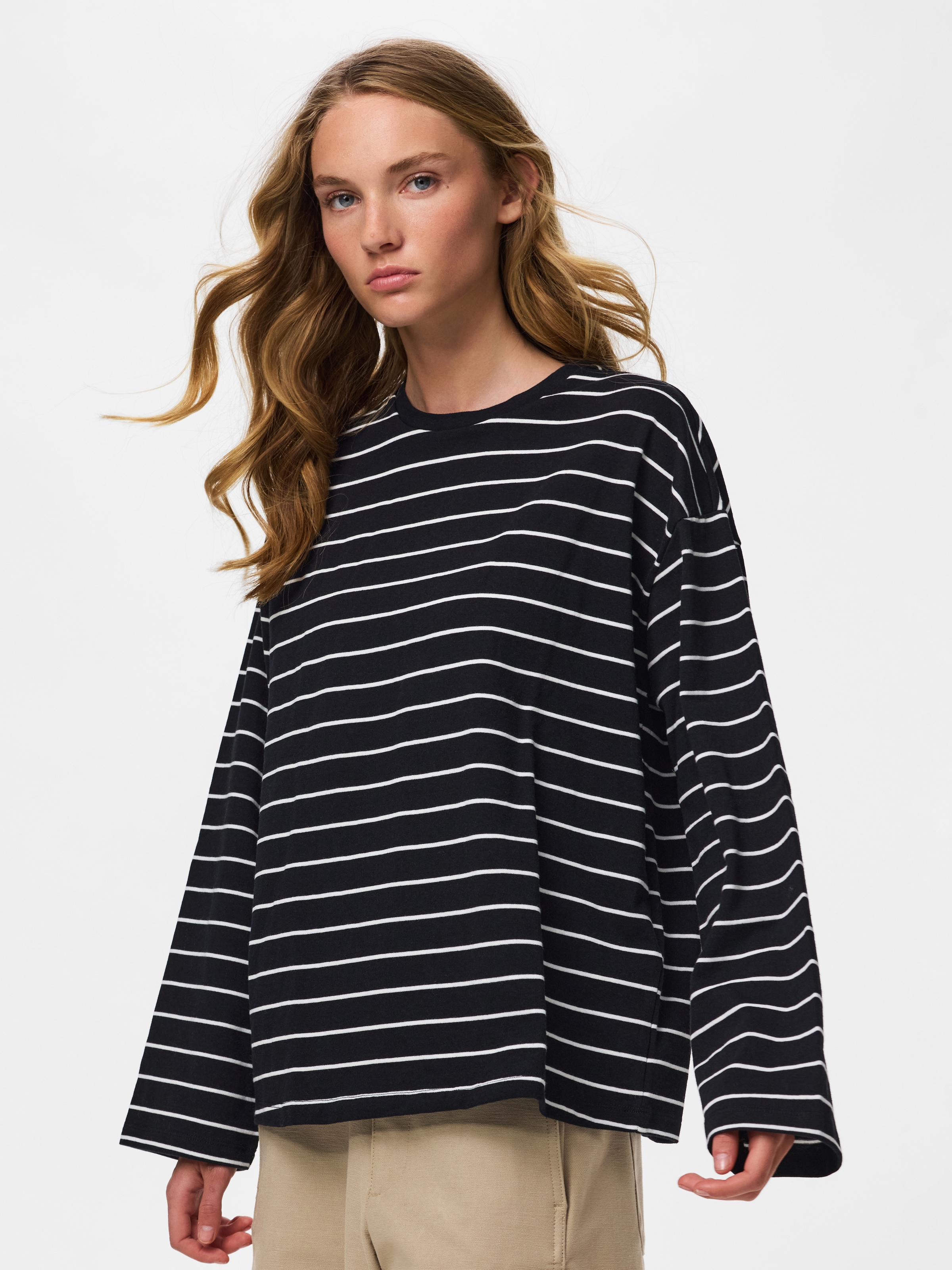 pieces Langarmshirt "PCSADIE LS TOP JRS NOOS" Baumwollmischung, oversize