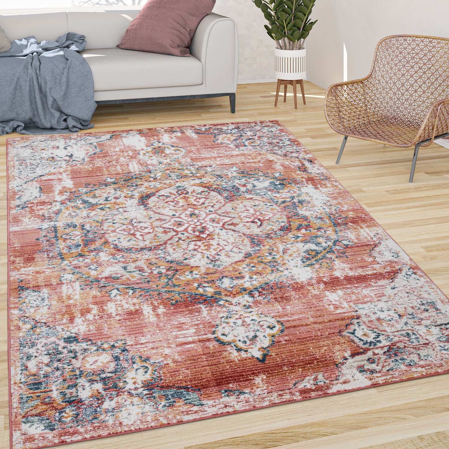Paco Home Teppich »Herbete 733«, rechteckig, 8 mm Höhe, Kurzflor, Orient-Optik, Vintage Design