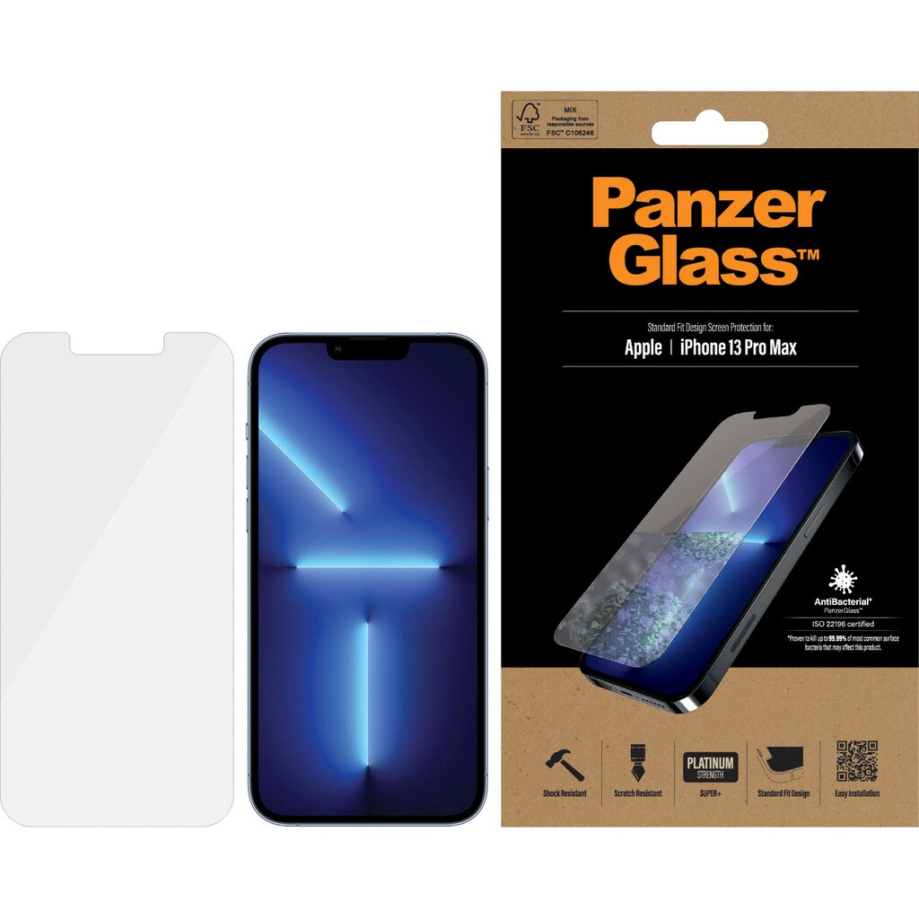 PanzerGlass Displayschutzfolie »PanzerGlass Standard Fit (Antibakeriell) für iPhone 13 Pro Max«