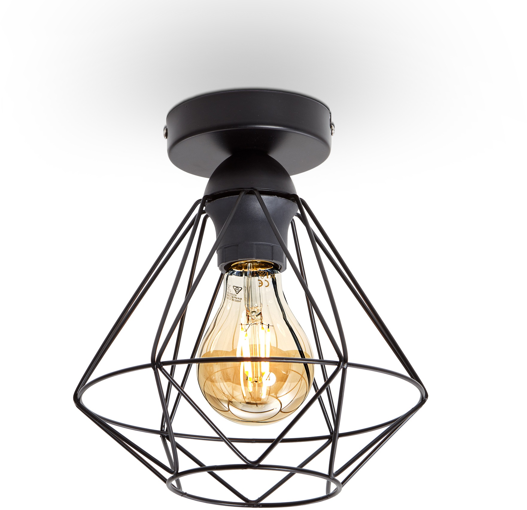 B.K.Licht Deckenleuchte, 1 flammig-flammig, LED Deckenlampe, schwarz,  Metall, Draht, Vintage, Industrielampe | BAUR