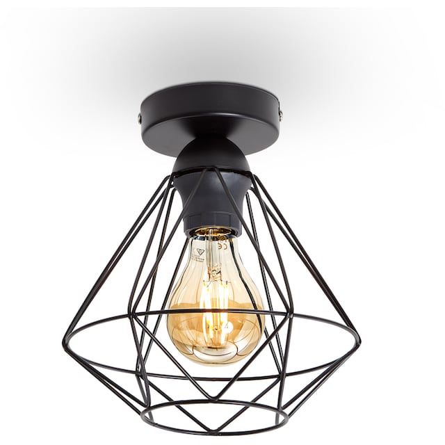 B.K.Licht Deckenleuchte, 1 flammig-flammig, LED Deckenlampe, schwarz,  Metall, Draht, Vintage, Industrielampe | BAUR