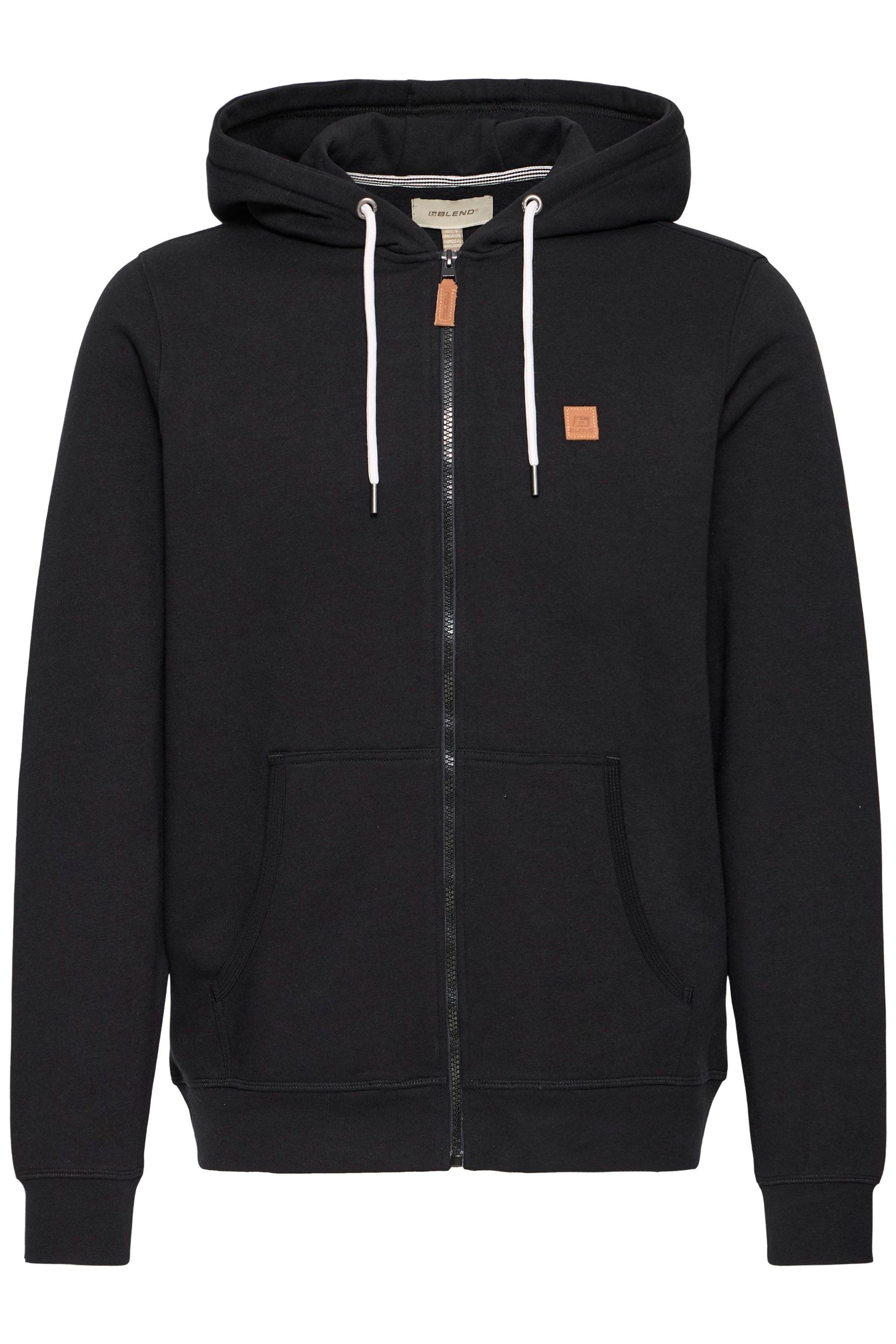 Kapuzensweatjacke BLEND "BHPoelle", Herren, Gr. XXL, schwarz, Sweatware, 60% Baumwolle, 40% Polyester, unifarben, normal normal, ohne Ausschnitt, Rippbündchen, Sweatjacken, Gemütliche Sweatjacke mit Kapuze