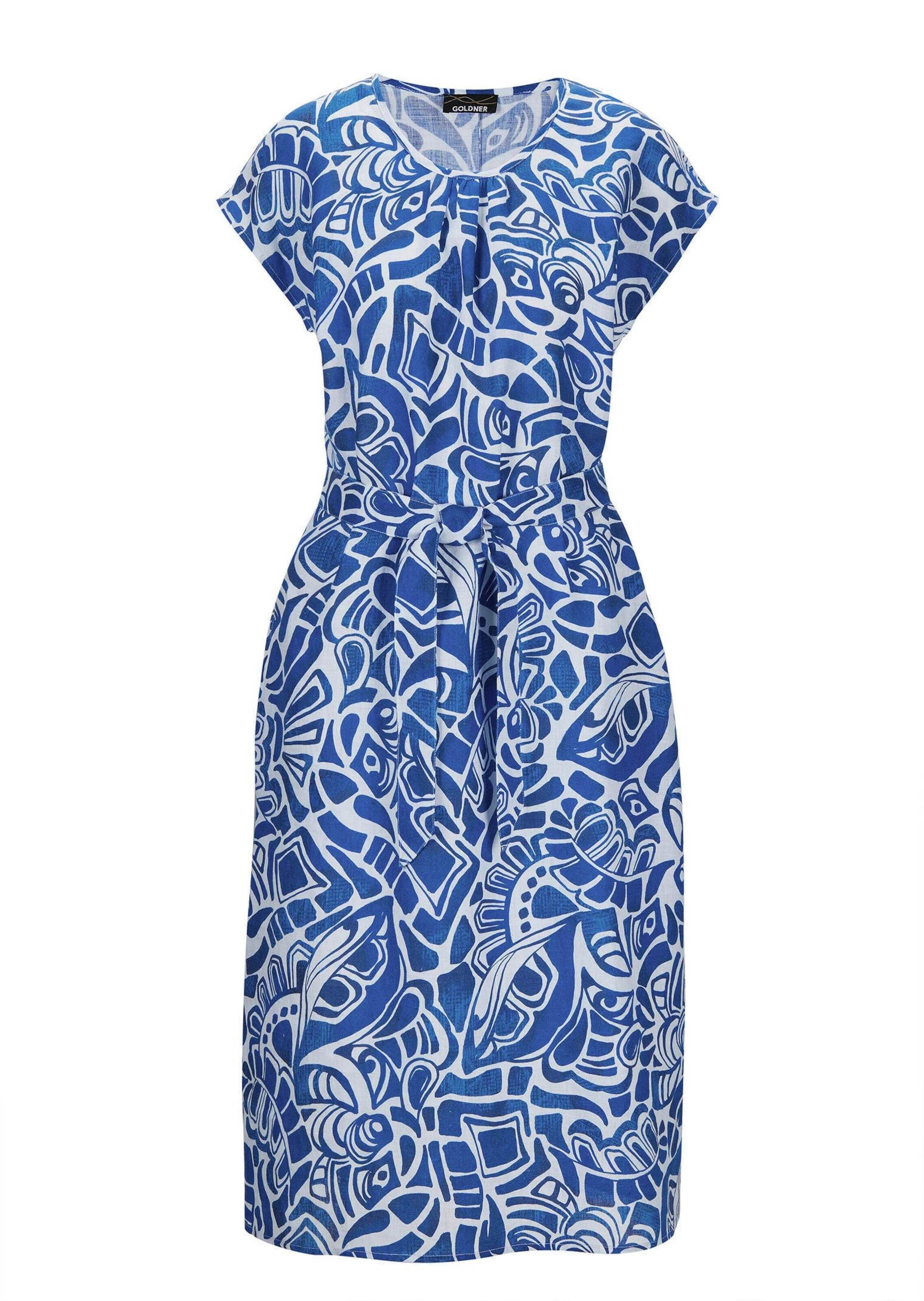 GOLDNER Sommerkleid "Leinenkleid Ethno, Halbarm" Eingrifftaschen Mit Bindeg günstig online kaufen