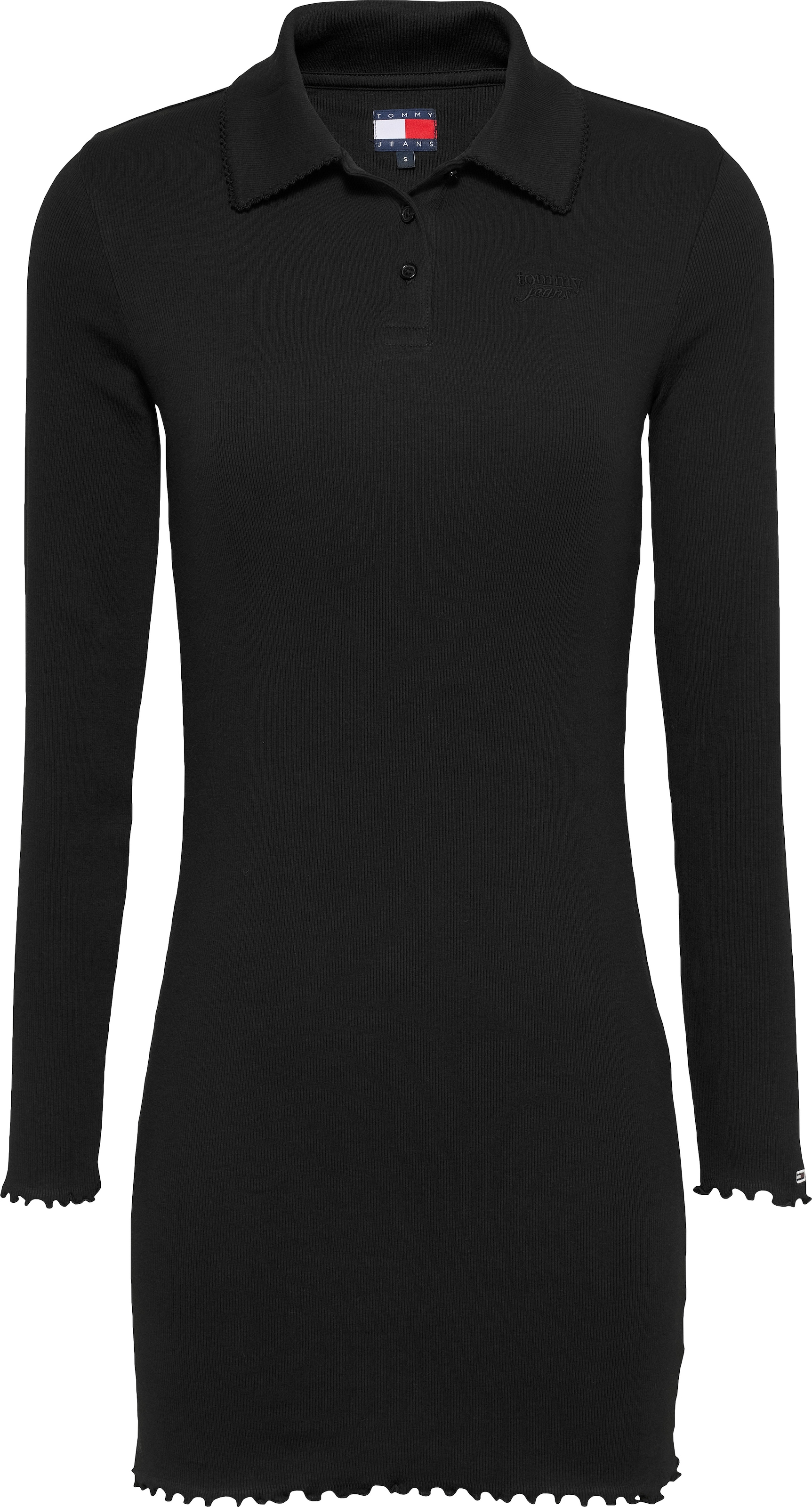 Tommy Jeans Polokleid »TJW LS SCALLOP RIB POLO DRESS«, in Mini-Länge