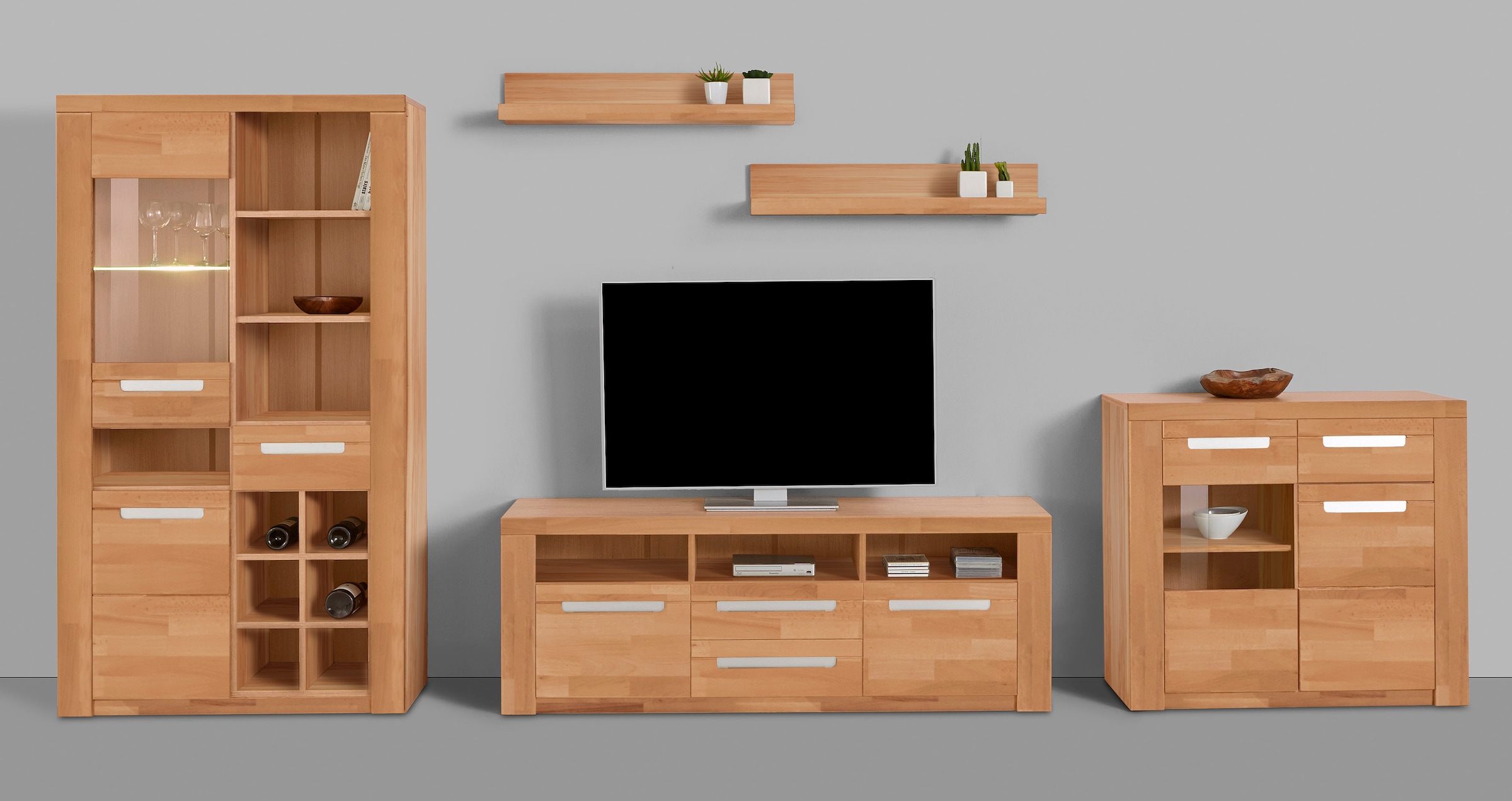 Home affaire Wohnwand "Kolding" Set, 5 Stk. tlg. teilmassives Holz günstig online kaufen
