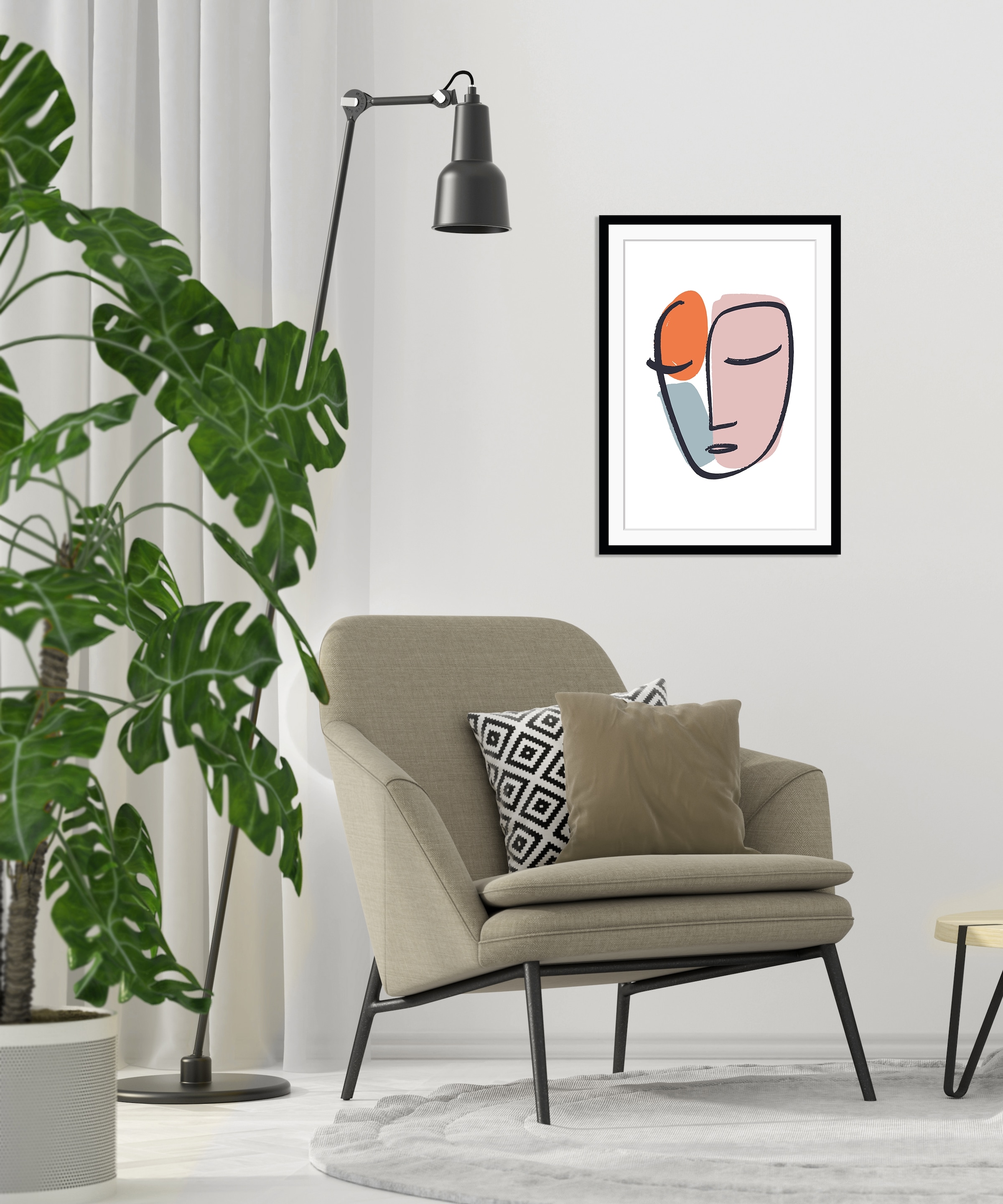 queence Bild »Manuela«, Abstrakt-Kunst-Figuren-Modern-Gemälde-Gesicht, HD Premium Poster-Druck inkl. Holzrahmen