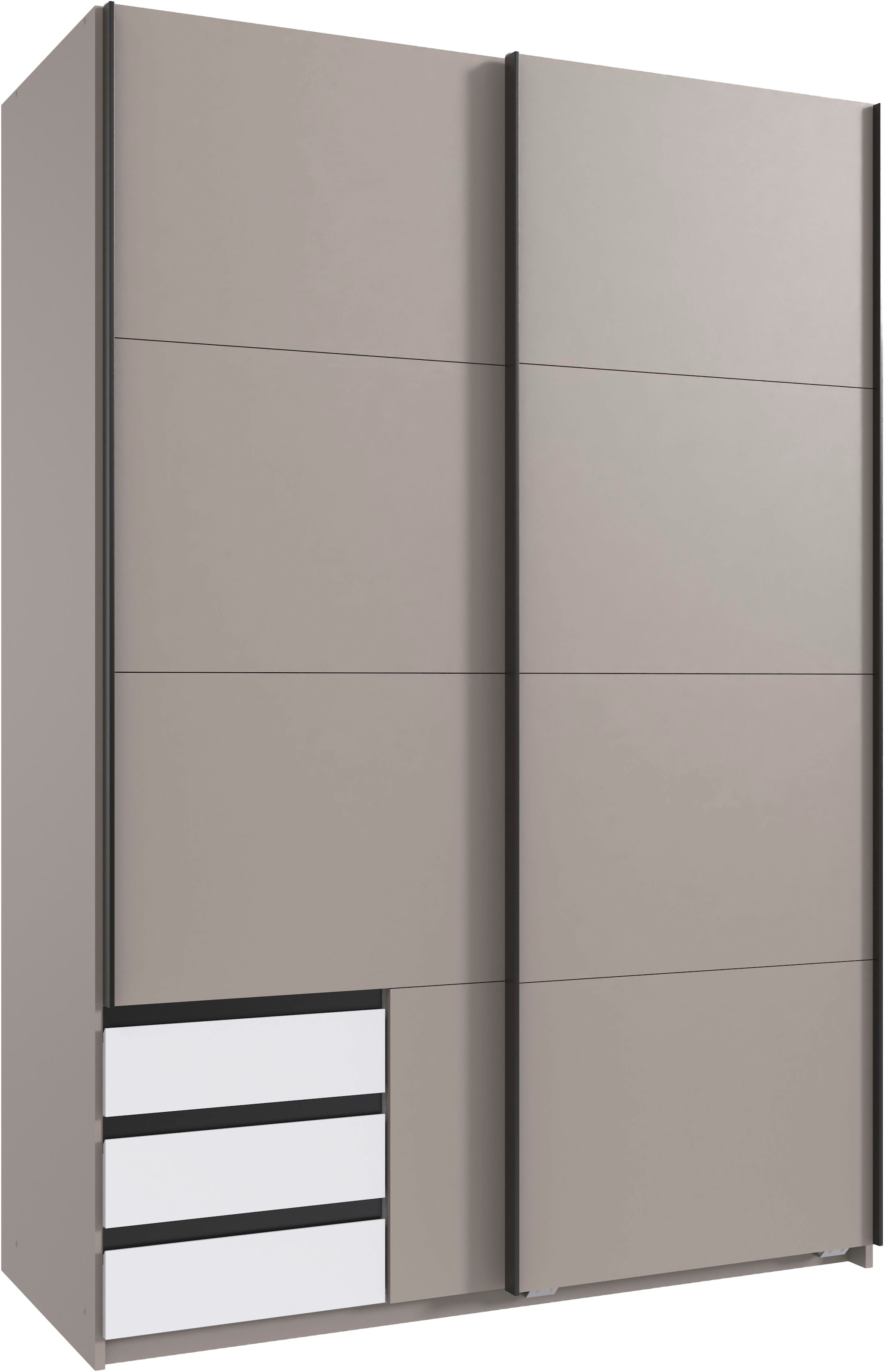 Wimex Schwebetürenschrank "Bahamas, Kleiderschrank in den Breiten 135cm und 180cm erhältlich" inkl. drei farblich abgesetzter Schubladen