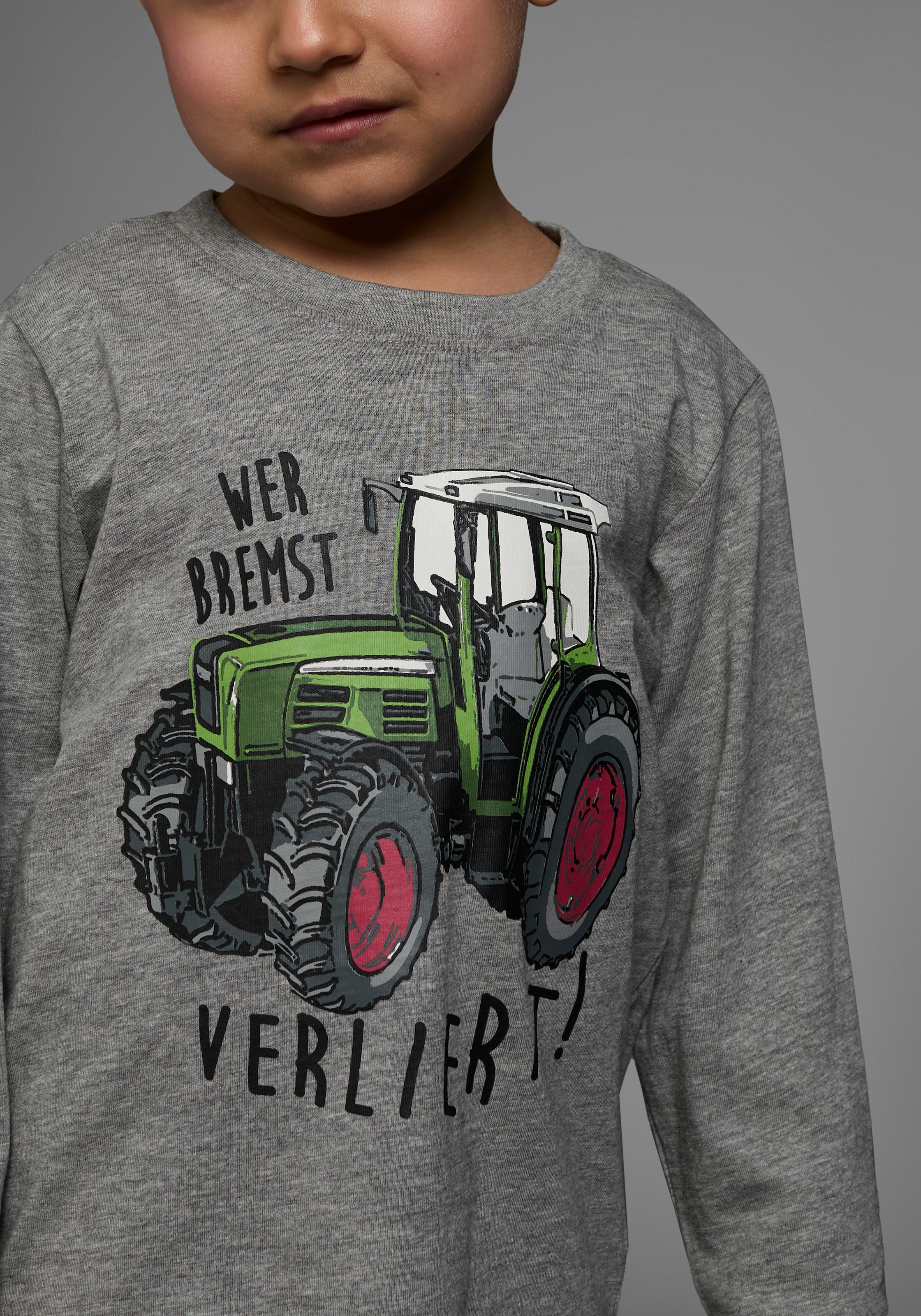 KIDSWORLD Langarmshirt »WER BREMST, VERLIERT!«, Langarm, dehnbares Material, aus Baumwolle und Viskose