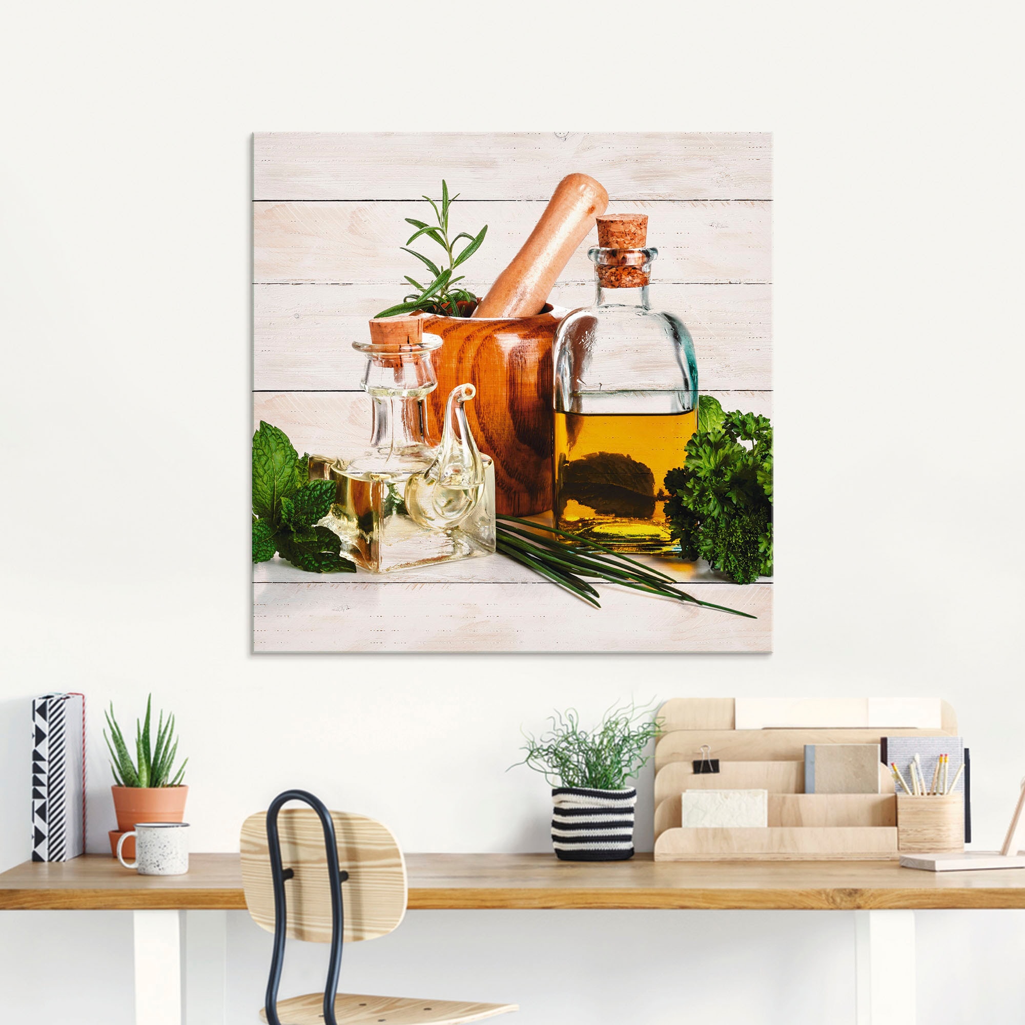 Artland Glasbild "Olivenöl und Kräuter - Küche" Arrangements 1 Stk. tlg. in günstig online kaufen