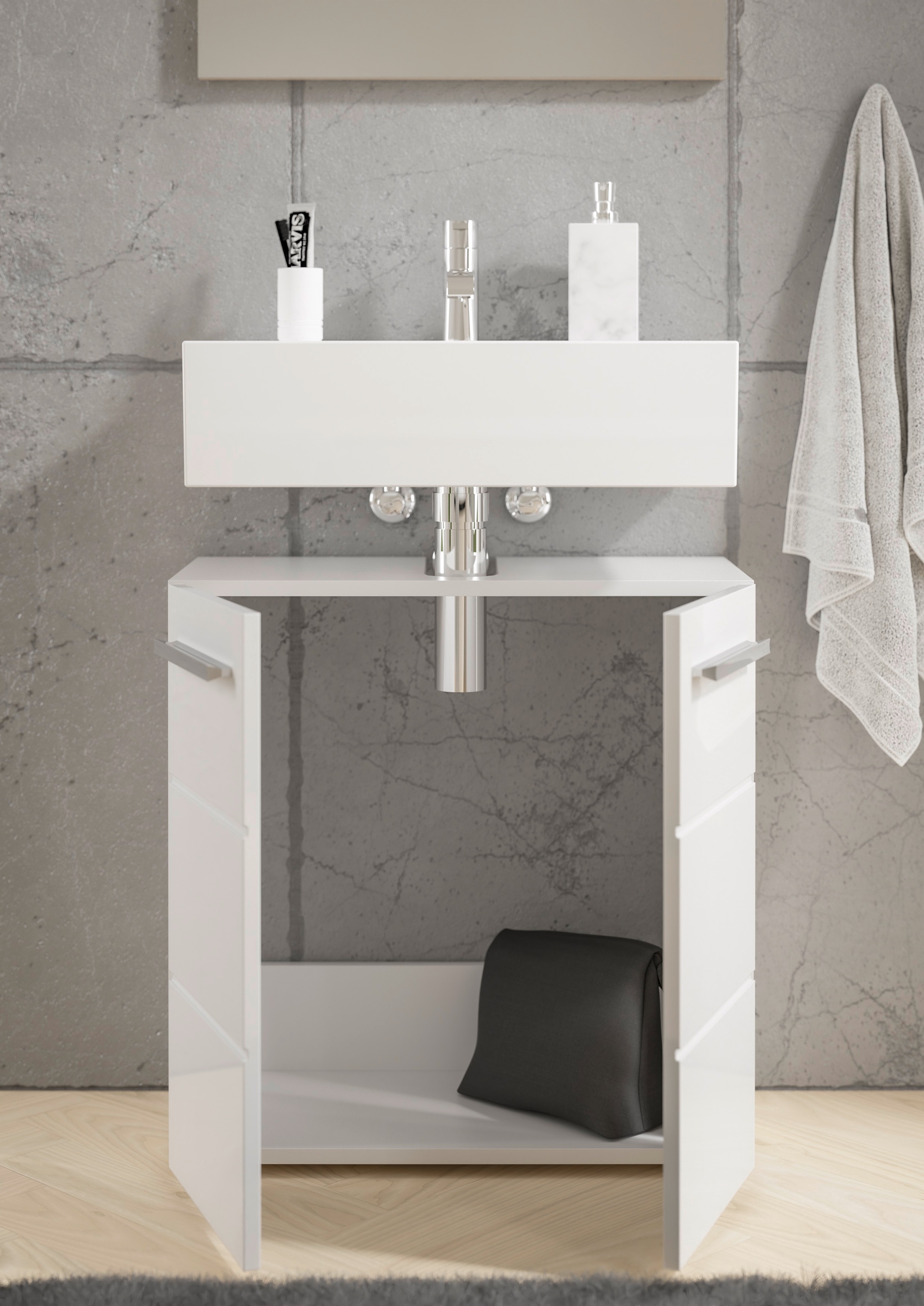 BASIC by Balculina Waschbeckenunterschrank »Mandi« 1 Stk. tlg. Breite 60cm, hochglanz Front