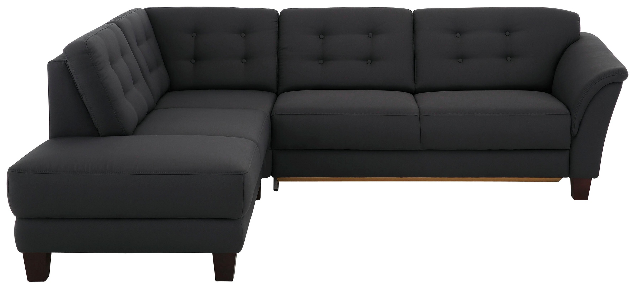 Home affaire Ecksofa »Trondheim L-Form«, mit Federkern und Knopfheftung im Rücken, Füße Buche dunkel