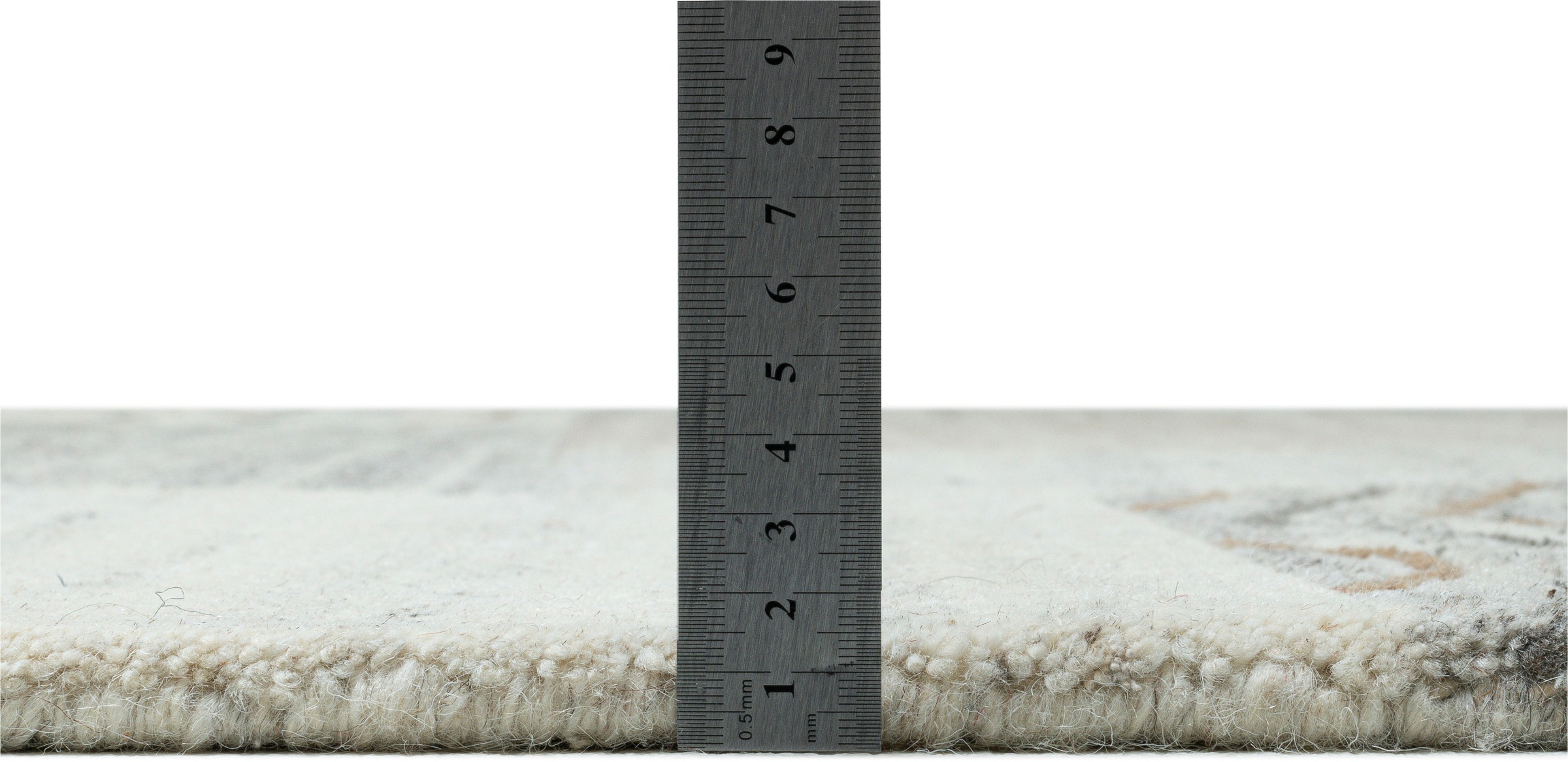 Wollteppich THEKO "Nakarta 2" Gr. 6, beige, B:190cm H:12mm L:290cm, Schurwolle, Teppiche, reine Wolle, handgeknüpft, Naturtöne, Patchworkdesign, meliert 3