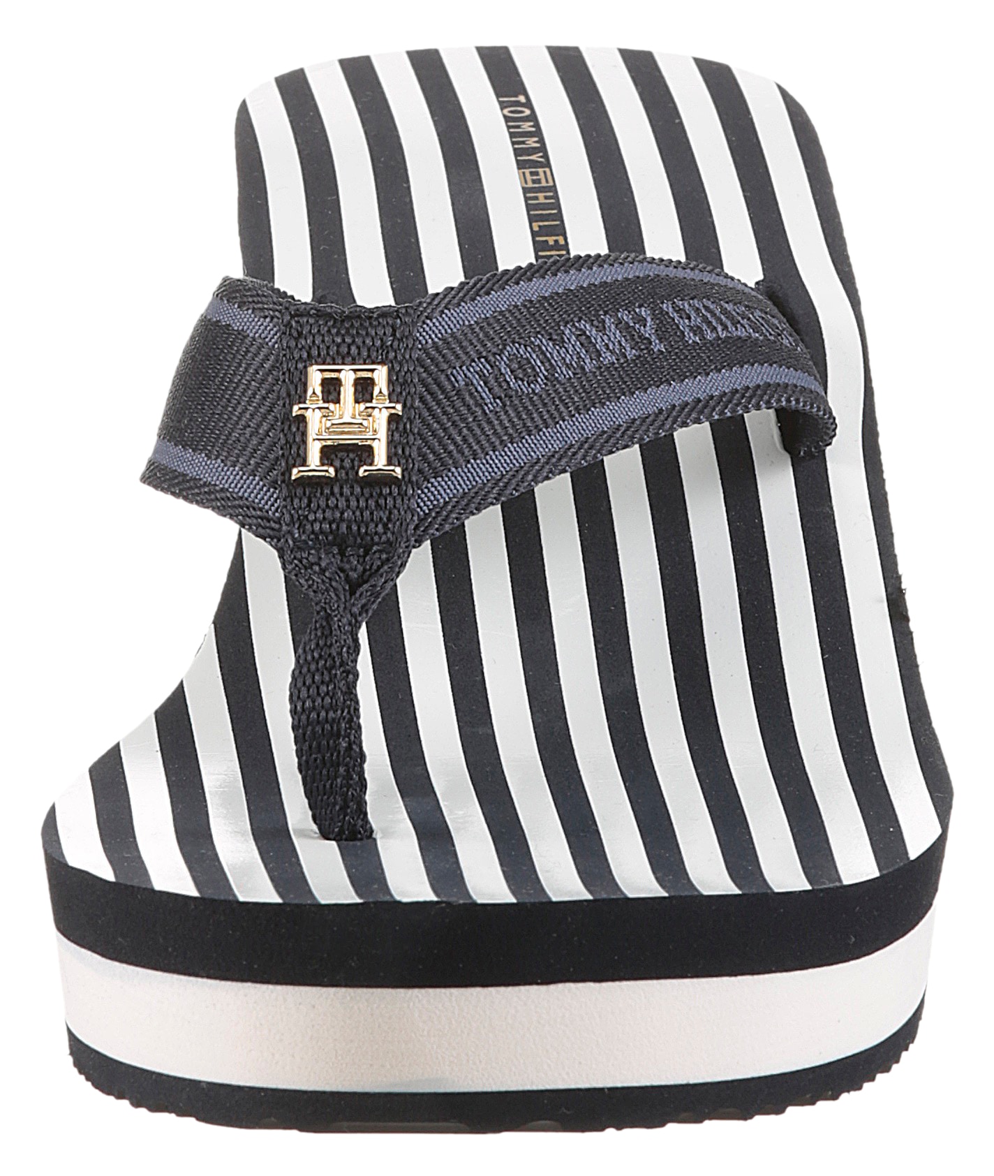 Tommy Hilfiger Dianette »TH STRIPES WEDGE BEACH SANDAL«, Zehentrenner, Sommerschuh mit gestreifter Innensohle