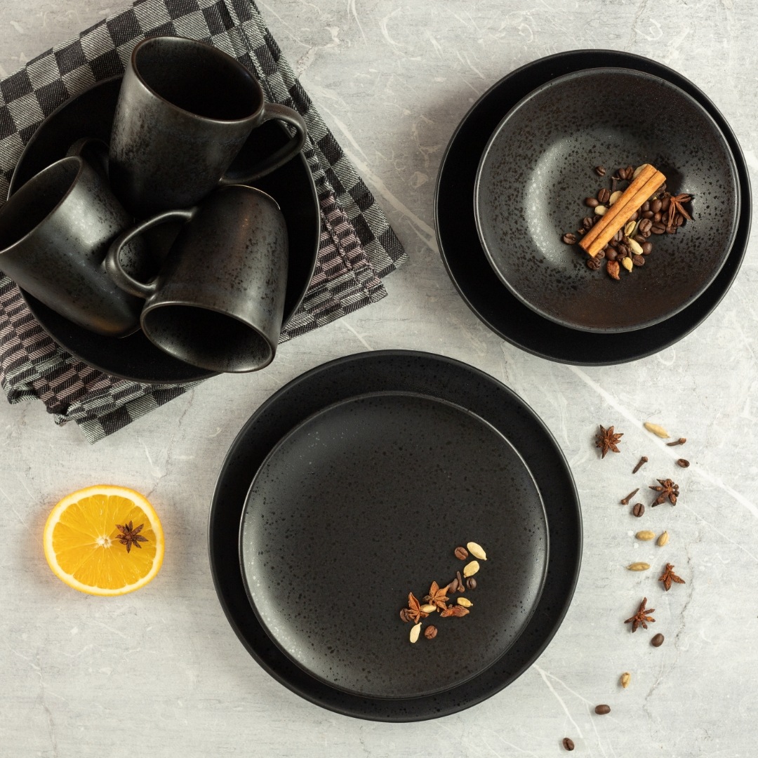 MÄSER Frühstücks-Geschirrset »ESSENTIAL, Frühstücks Set, Steinzeug«, (Set, 18 tlg.), Geschirr-Set, Service