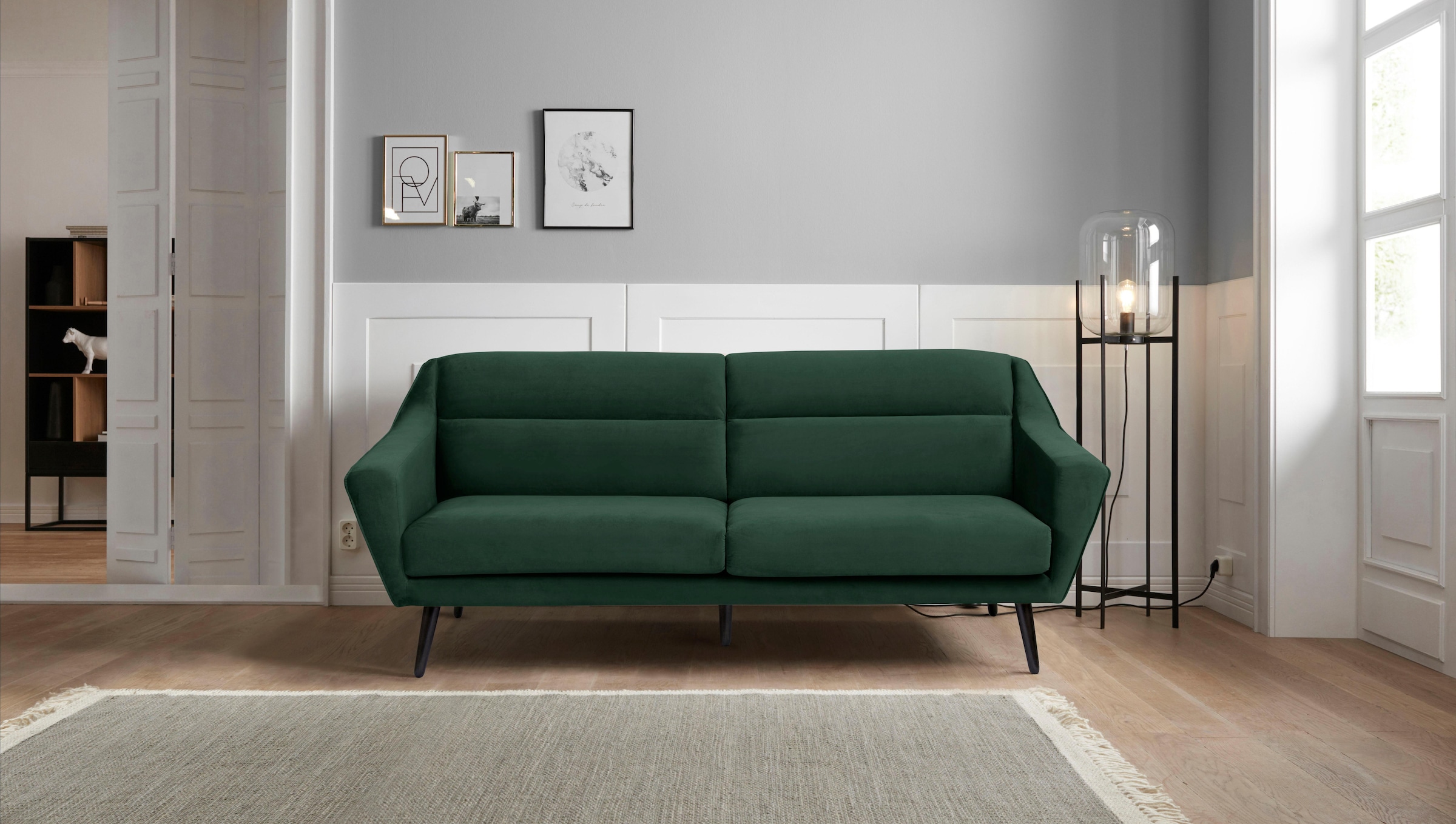 OTTO home 3-Sitzer "Bille" mit Naht im Rückenkissen und Eiche-Beinen, Desig günstig online kaufen