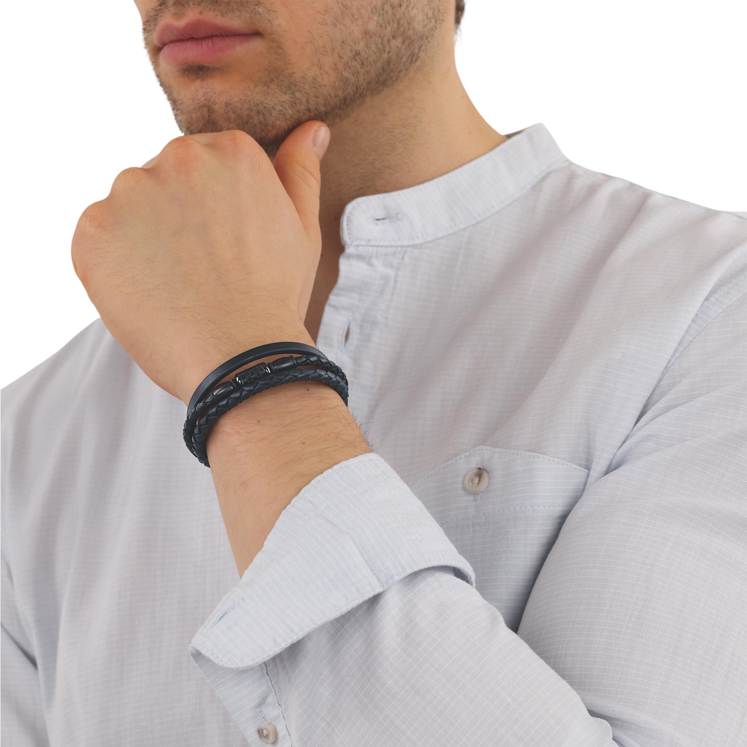 TOM TAILOR Lederarmband »Schmuck Geschenk Edelstahl Leder Kautschuk«