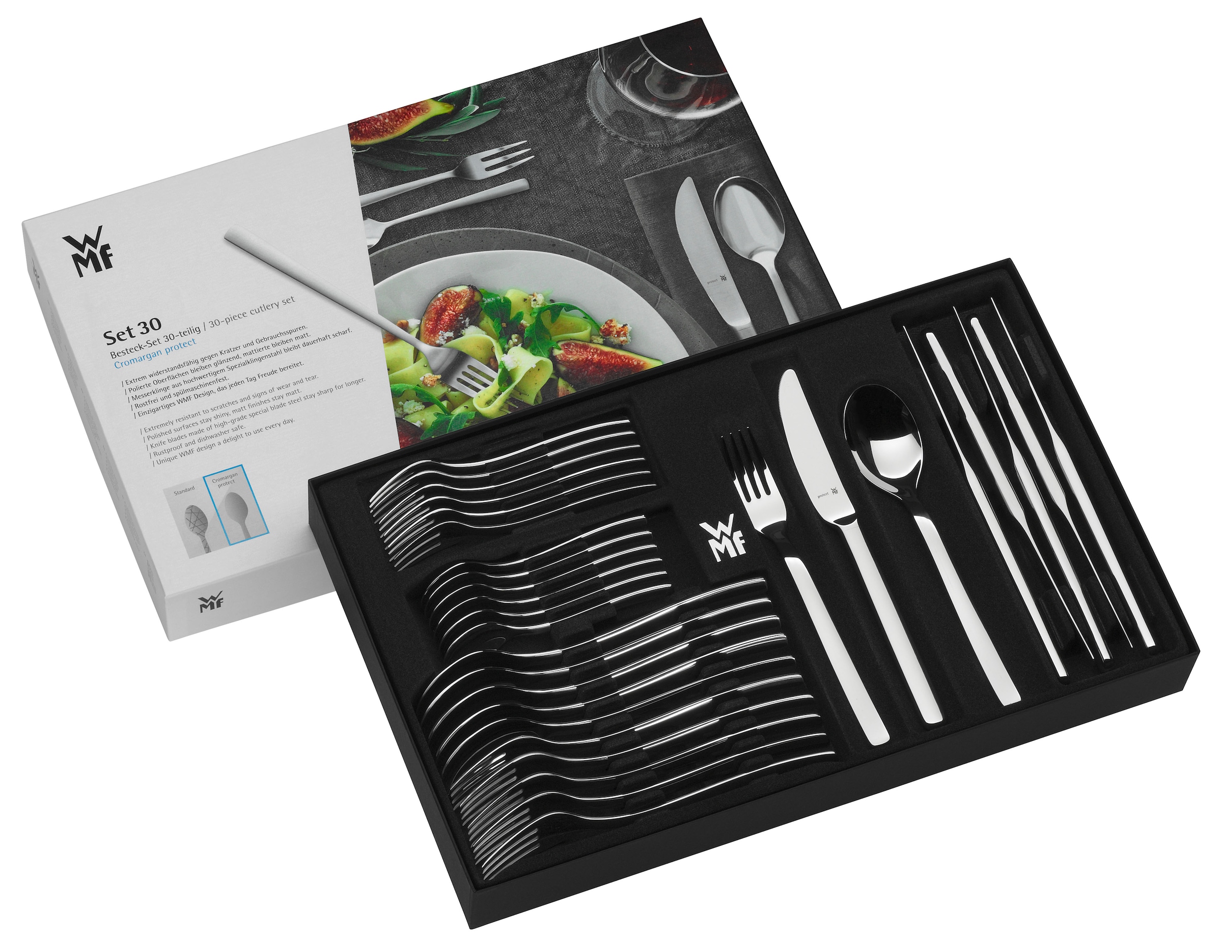 WMF Besteck-Set »Corvo«, (Set, 30 tlg.), 30-teiliges Set für 6 Personen, ergonomisch, Cromargan protect®