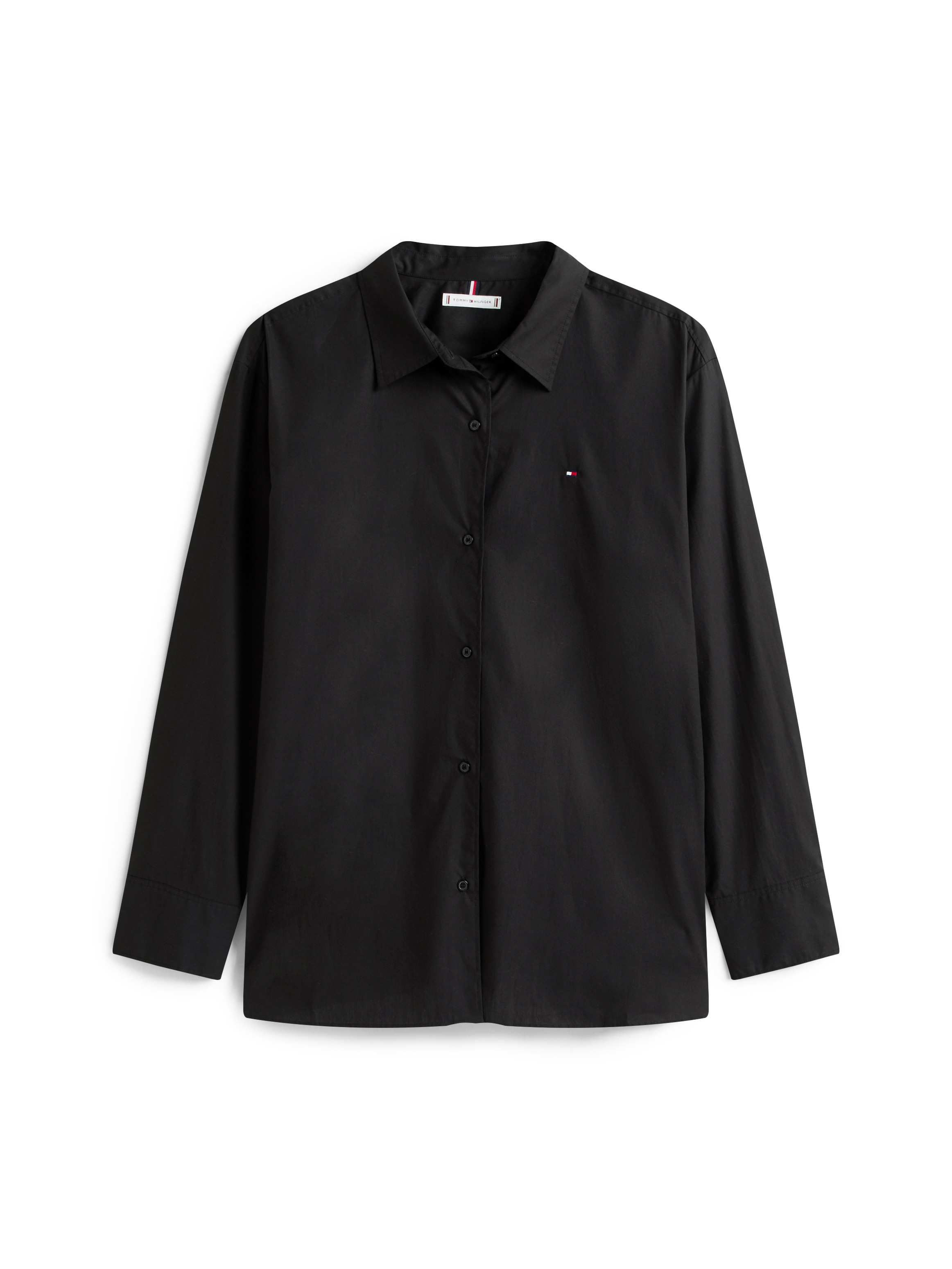 Tommy Hilfiger Hemdbluse »ESS POPLIN EASY FIT SHIRT«, Hinten länger geschnitten mit abgerundetem Saum