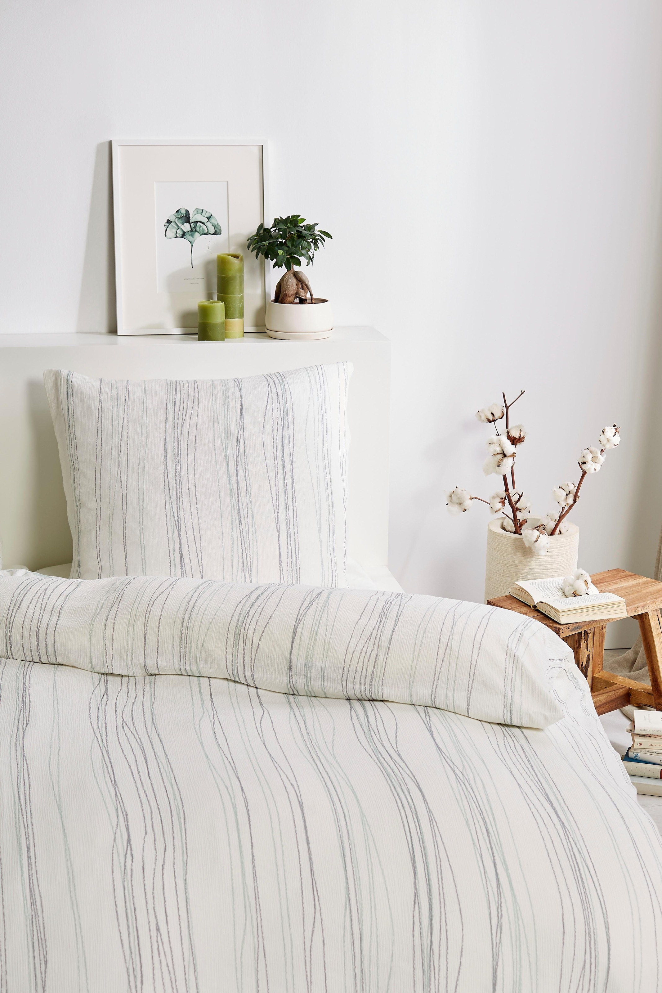 Primera Bettwäsche "Bio Crepe Stripes" 2 Stk. tlg. mit feinem Streifendesig günstig online kaufen