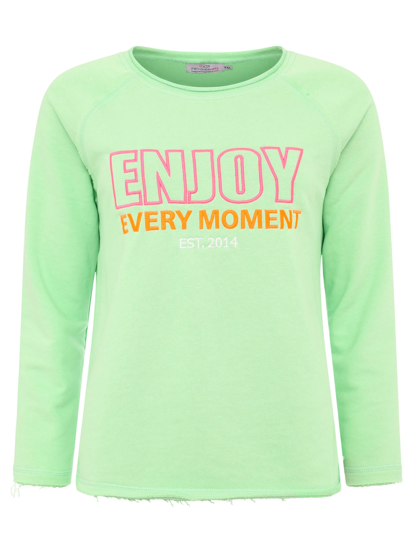 Zwillingsherz Sweatshirt »"Enjoy"«, mit Used-Look Kanten und Stickerei