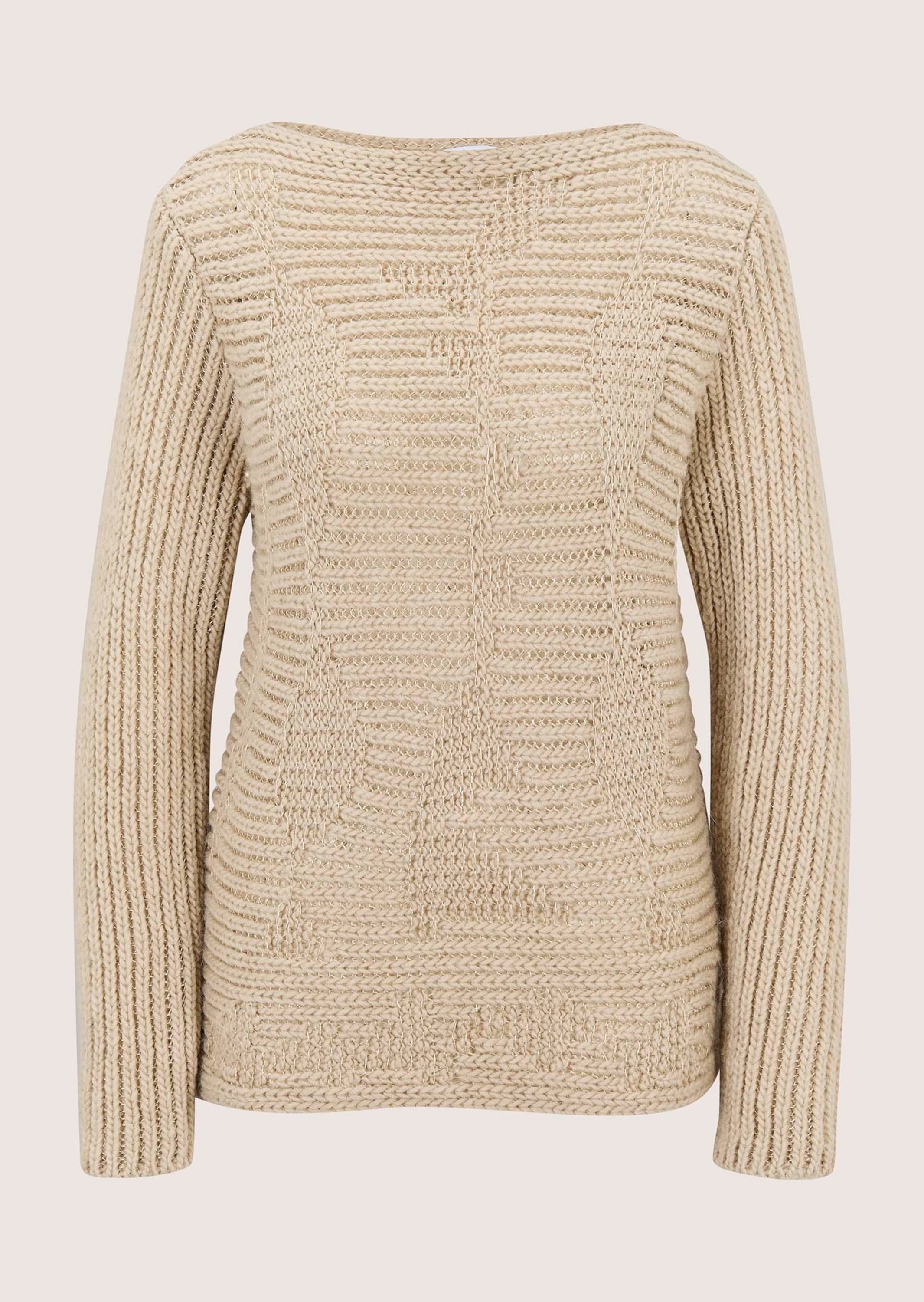 MADELEINE Longpullover »Strickpullover Eleganter Maschenpullover mit U-Boot-Ausschnitt« Struktur-Mix