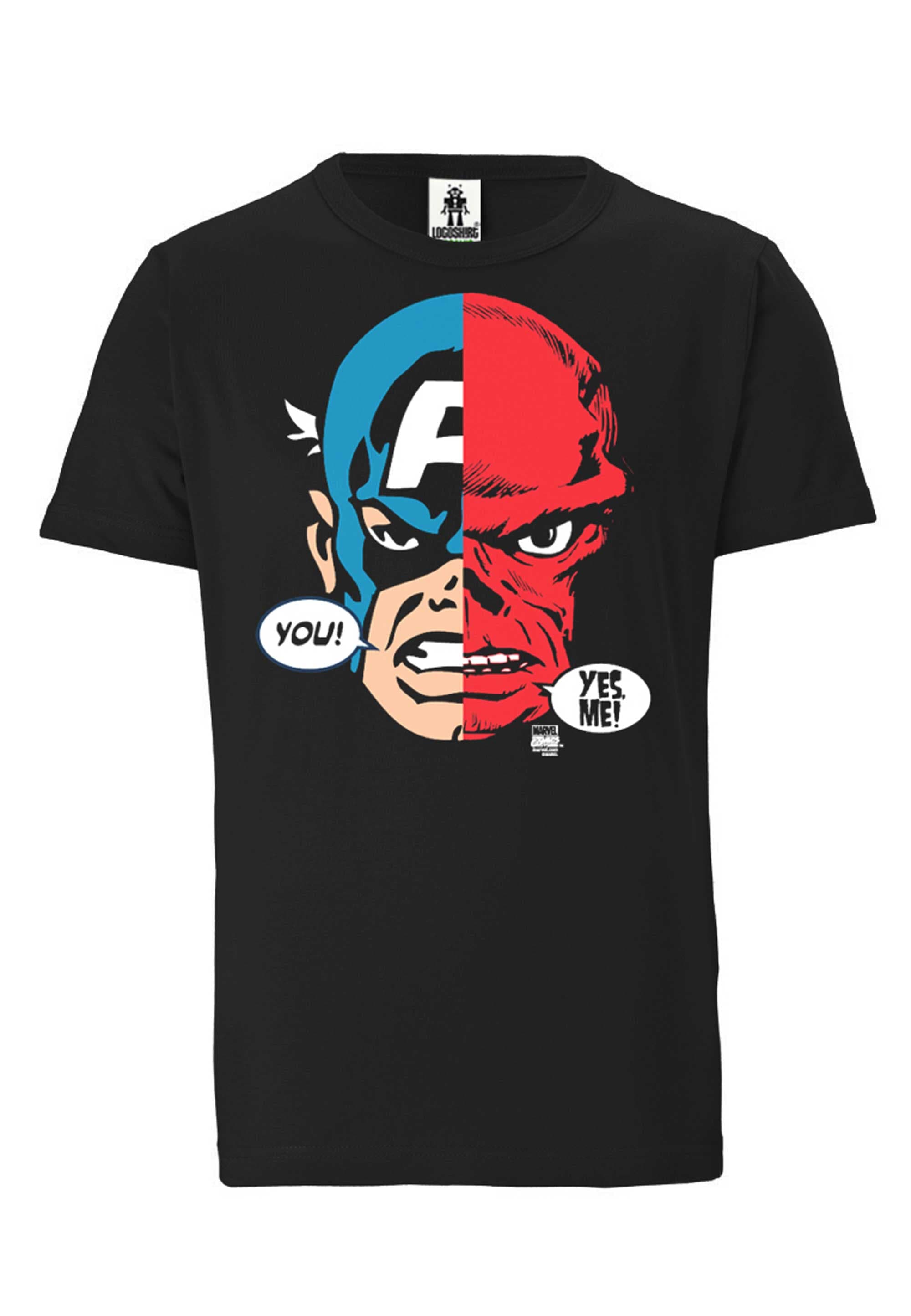 LOGOSHIRT T-Shirt »Captain America Red für | Skull Faces«, Frontprint kaufen And mit BAUR coolem