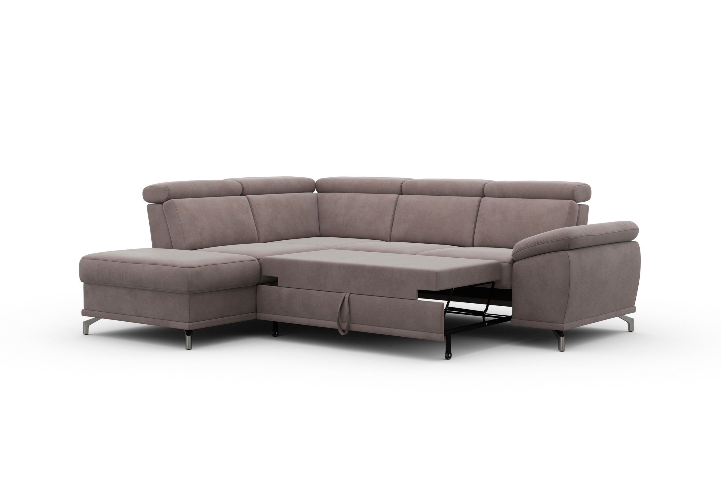 sit&more Ecksofa »Cabrio L-Form, mit Sitztiefenverstellung, Arm- und Kopfteilverstellung«, 3 Nierenkissen, Federkern, optional Bettfunktion und Stauraum