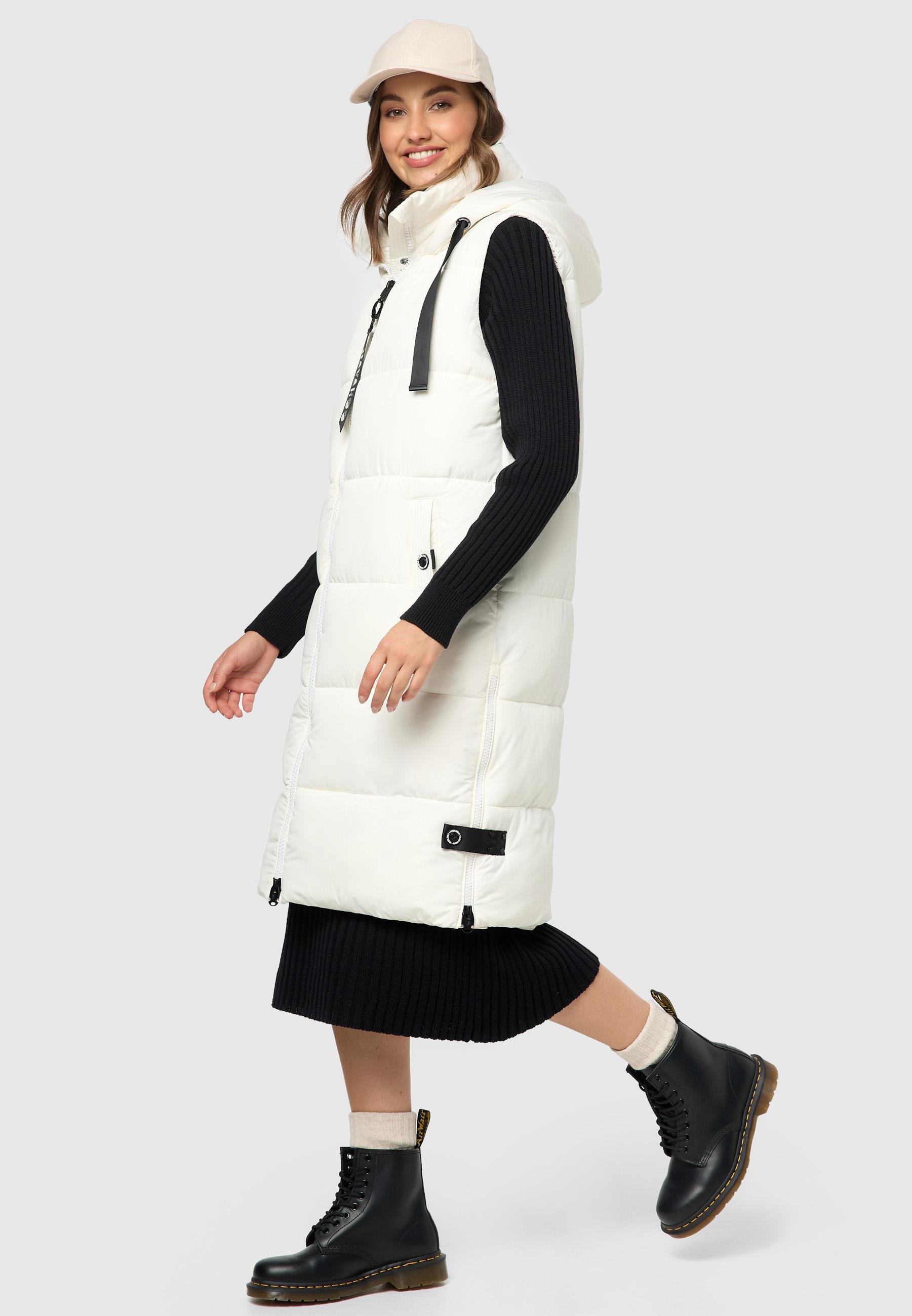 Navahoo Steppweste »Schnuffelchen«, (1 tlg.), warme Damen Outdoor-Weste lang mit Kapuze