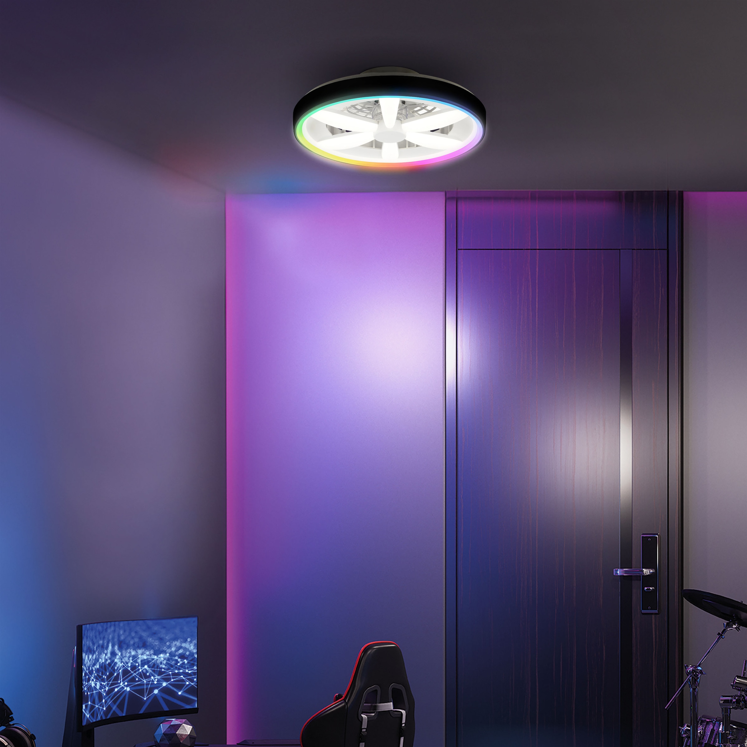 Brilliant LED Deckenleuchte »Gaiano« 1 Stk. warmweiß - kaltweiß Ø 48cm mit Ventilator, 6400 lm, dimmbar, RGB, 2700-6500 K
